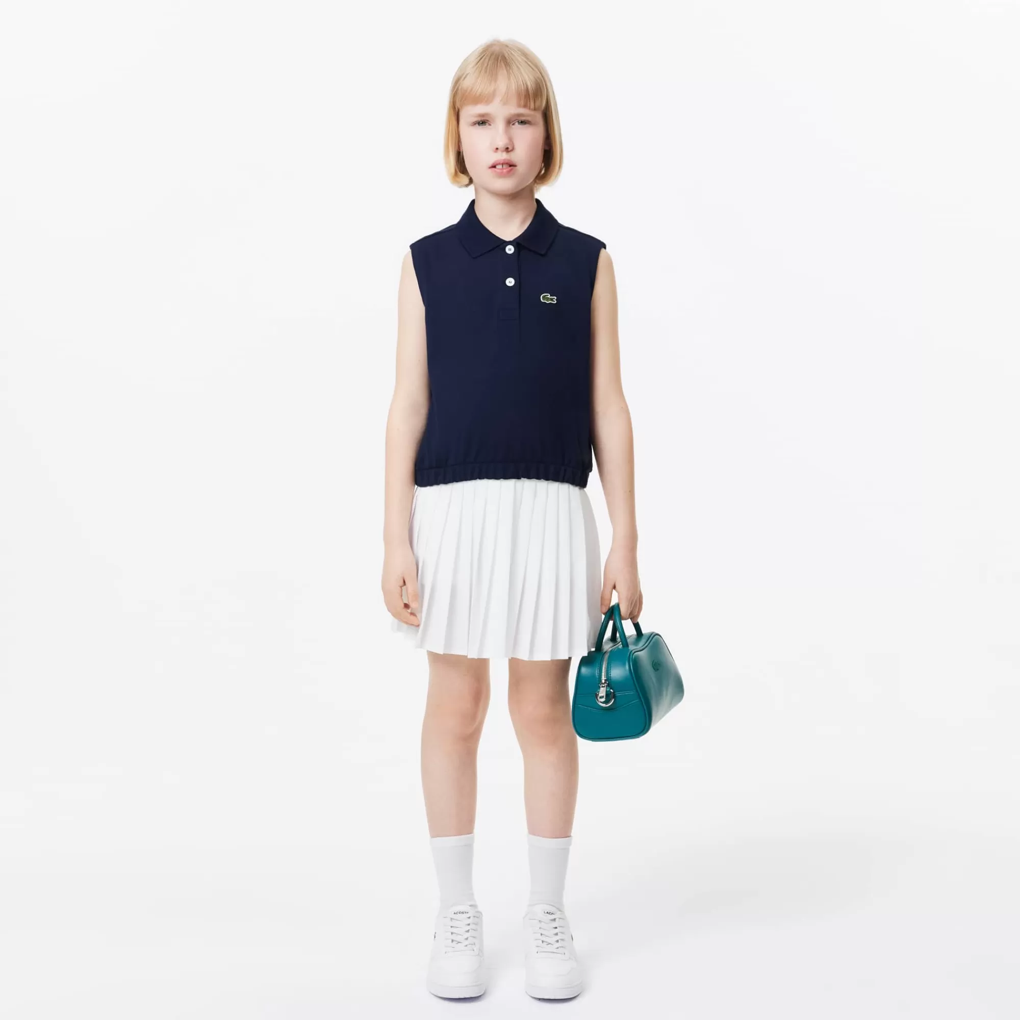 Crianças LACOSTE Moda Menina | Moda Menina^Polo Mini Piqué Elástico sem Mangas