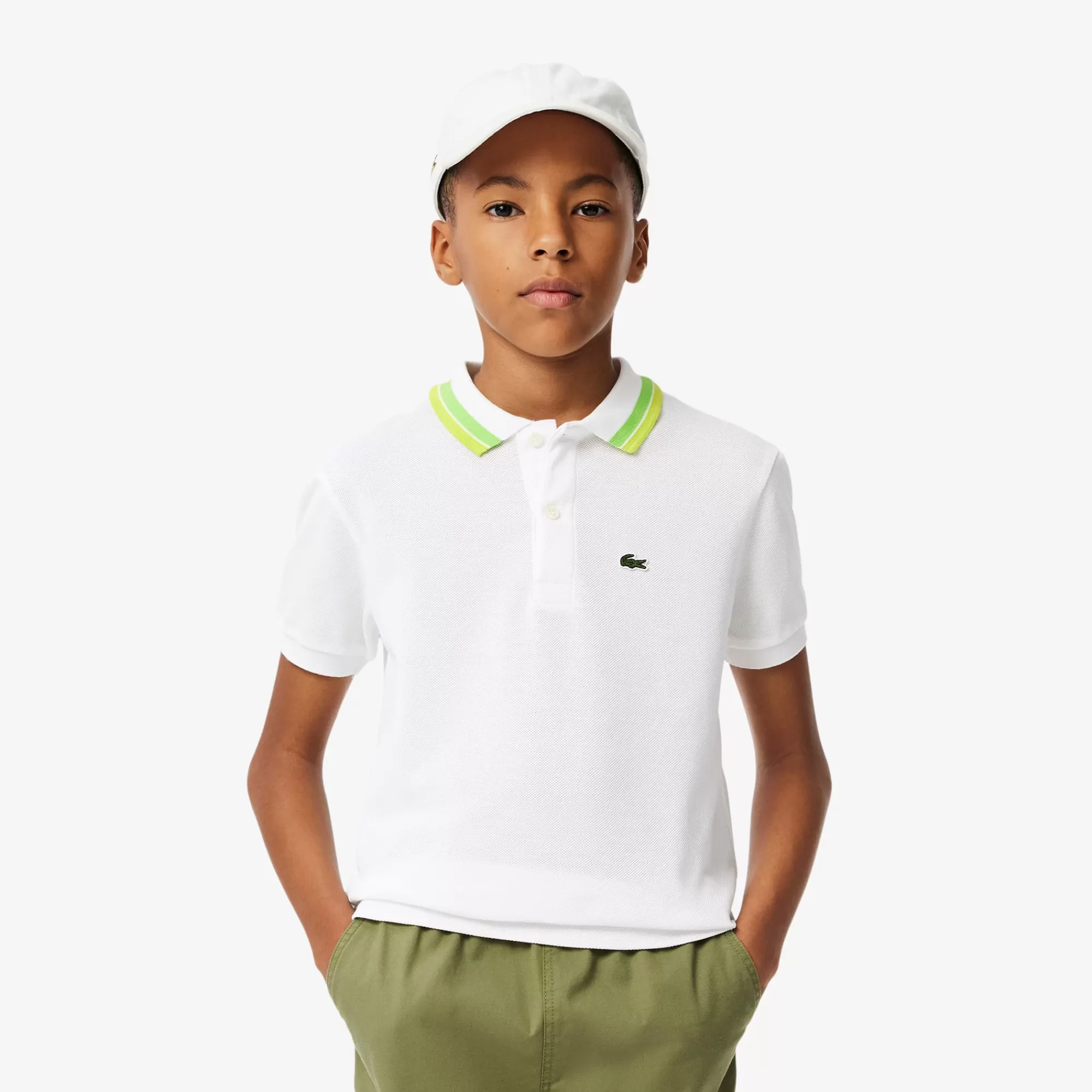 Crianças LACOSTE Moda Menino | Moda Menino^Polo Petit Piqué com Colarinho às Riscas