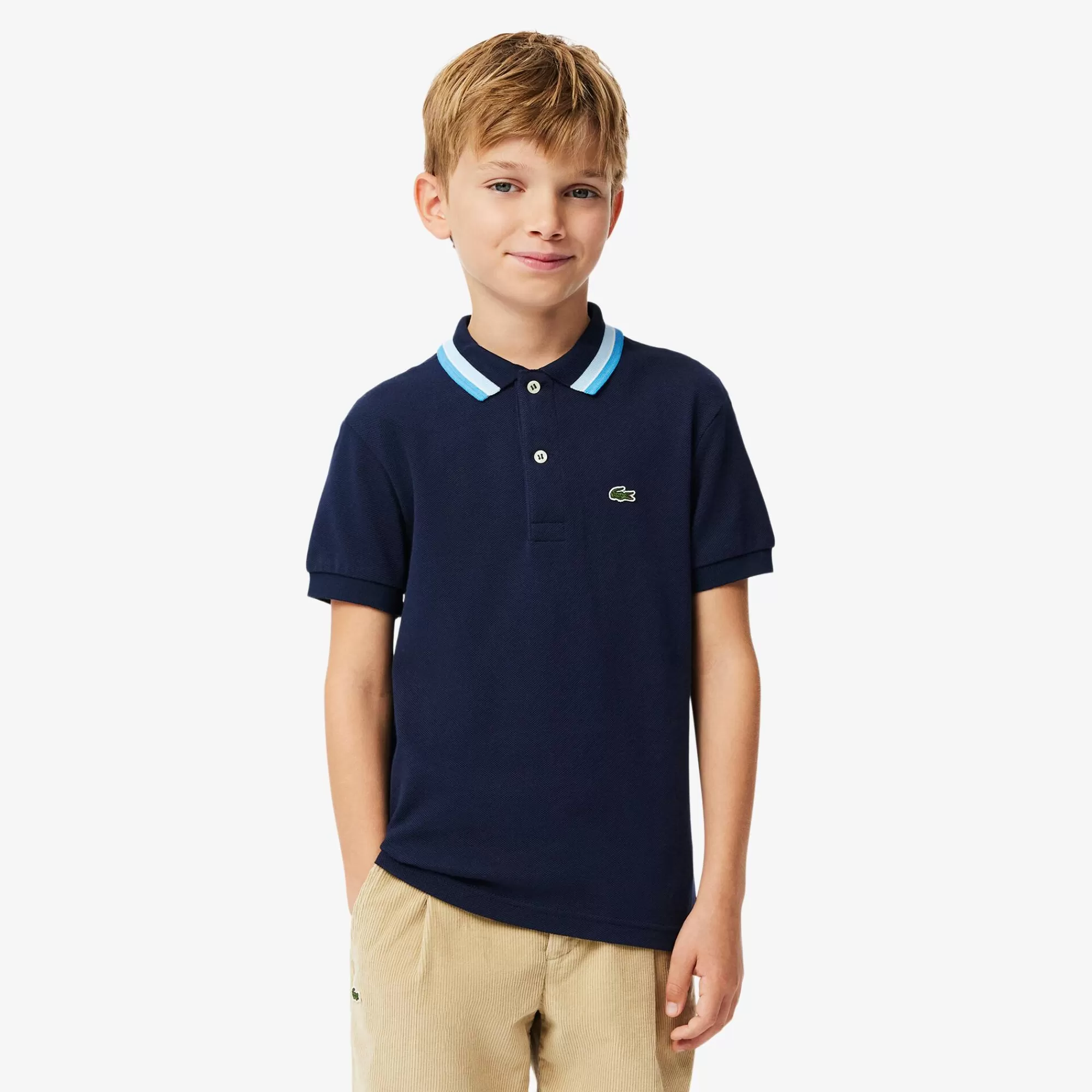 Crianças LACOSTE Moda Menino | Moda Menino^Polo Petit Piqué com Colarinho às Riscas