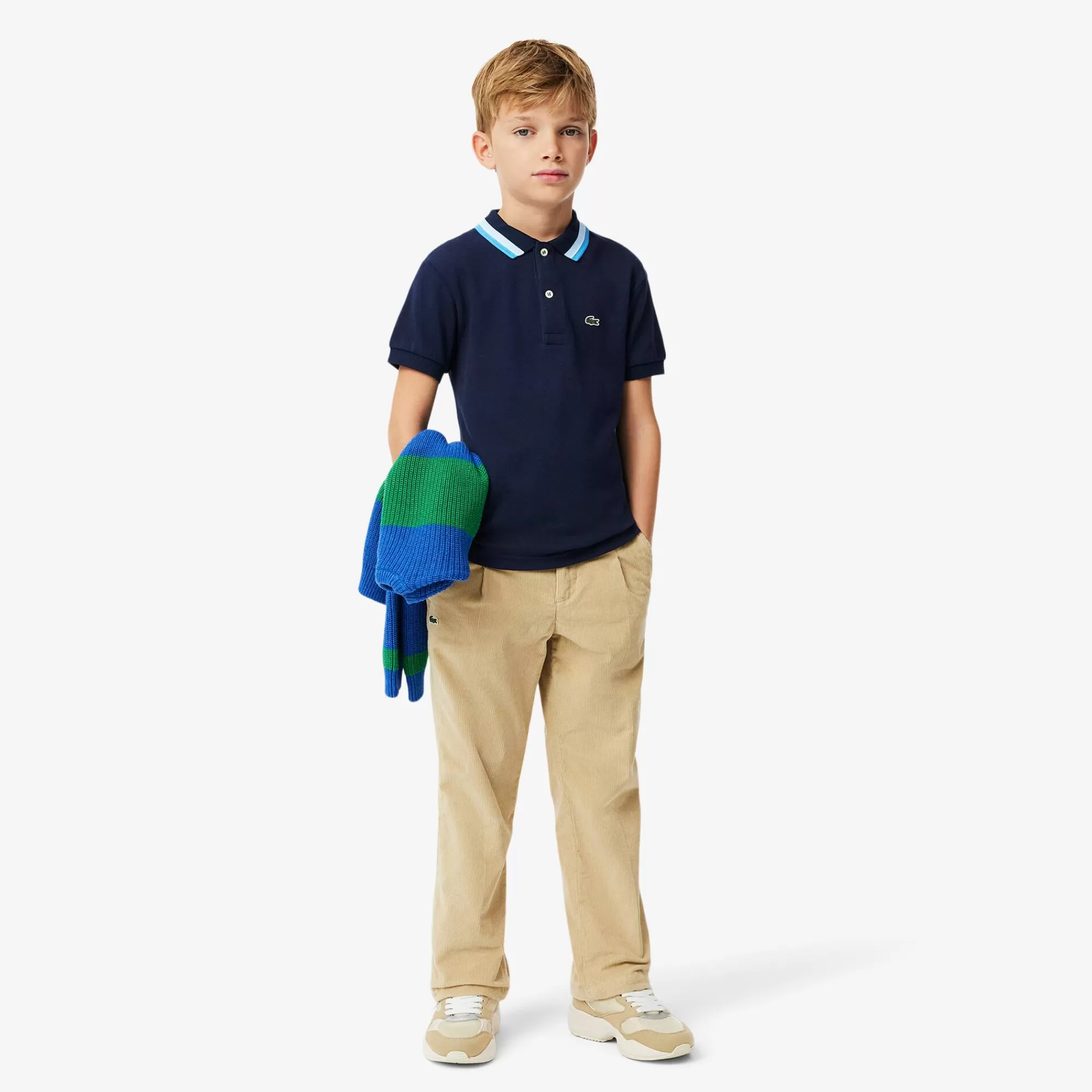 Crianças LACOSTE Moda Menino | Moda Menino^Polo Petit Piqué com Colarinho às Riscas