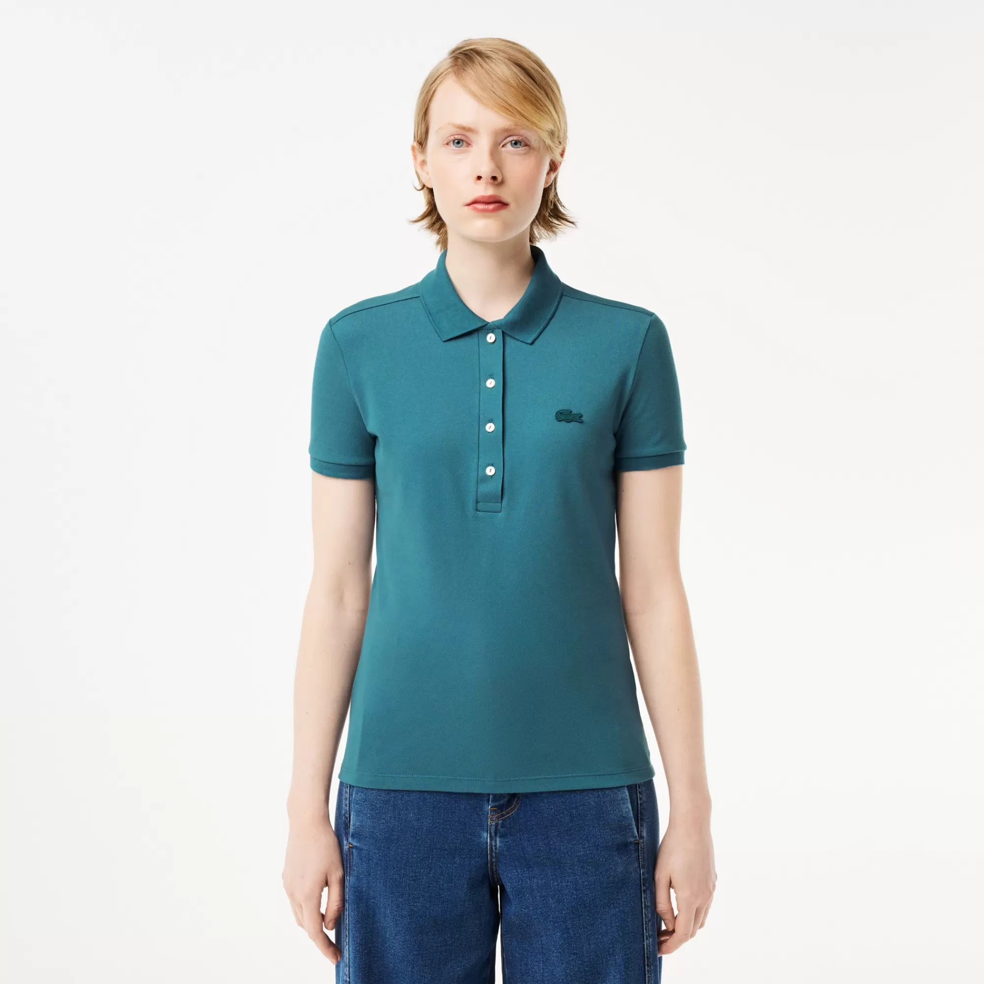 MULHER LACOSTE Polos^Polo piqué de algodão stretch para Mulher