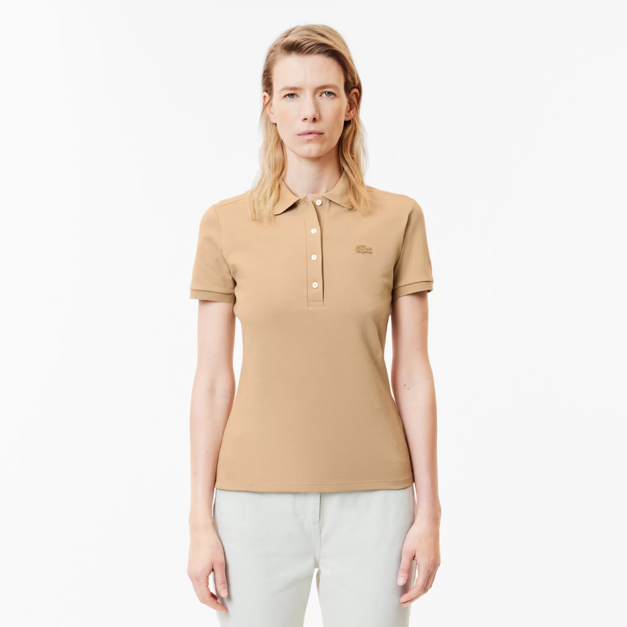 MULHER LACOSTE Polos^Polo piqué de algodão stretch para Mulher