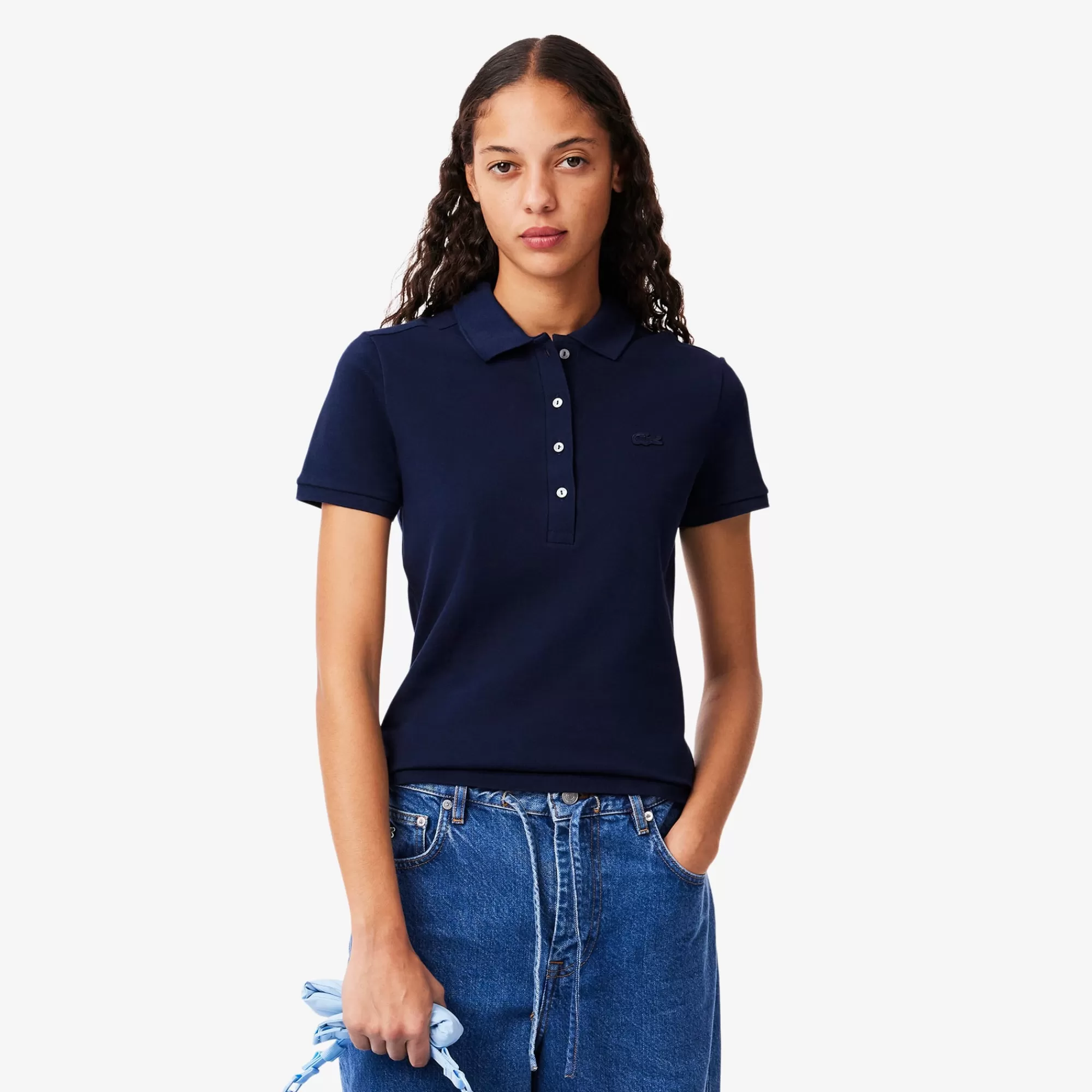 MULHER LACOSTE Polos^Polo piqué de algodão stretch para Mulher