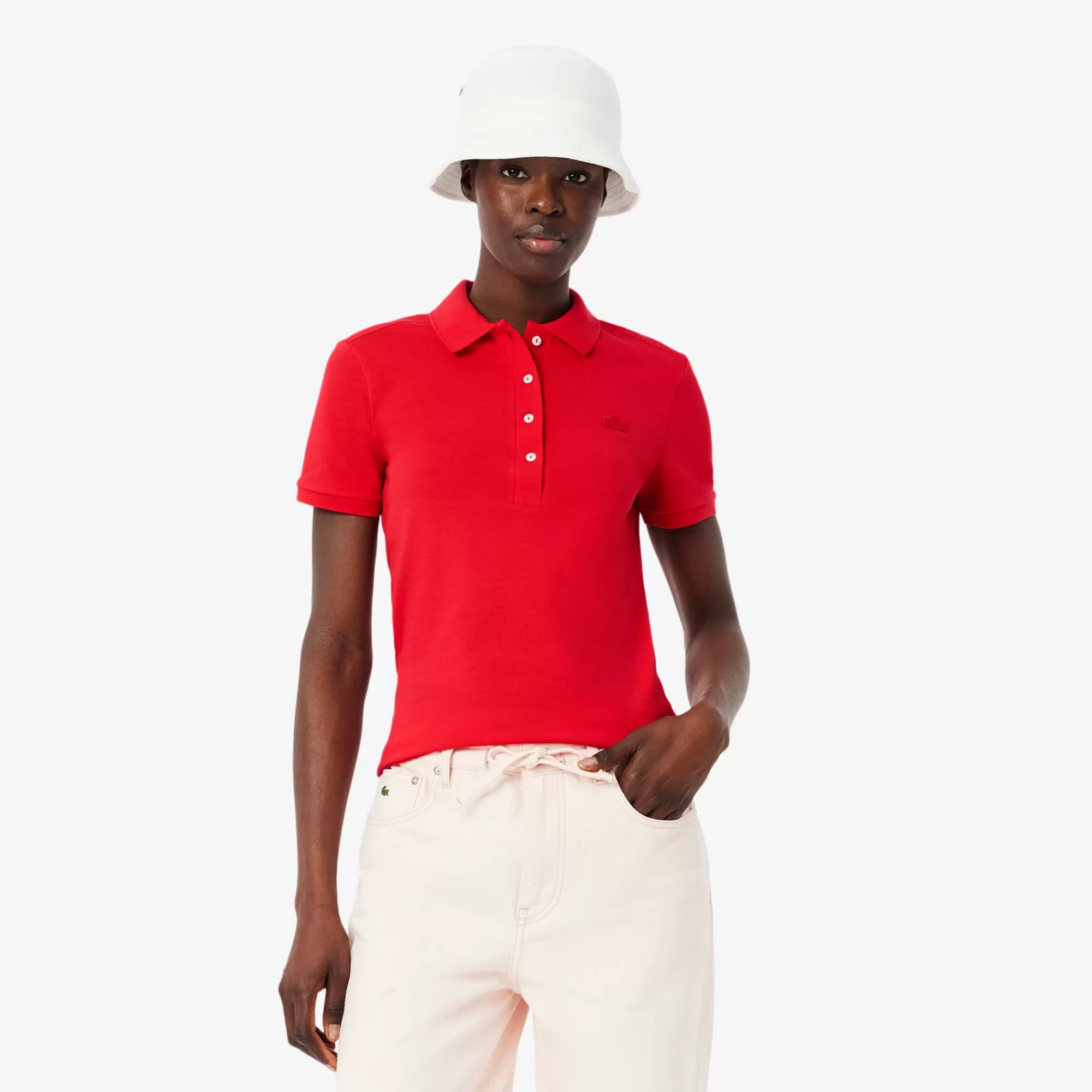 MULHER LACOSTE Polos^Polo piqué de algodão stretch para Mulher