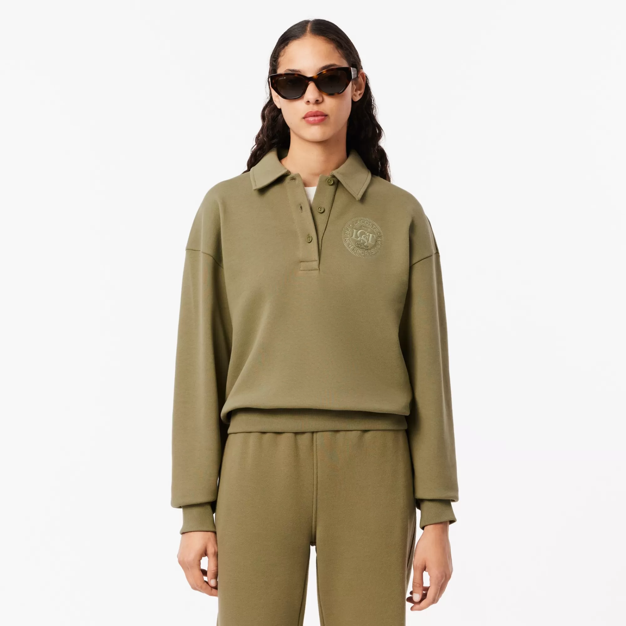 MULHER LACOSTE Sweatshirts^Polo Sweatshirt de Felpa Bordada