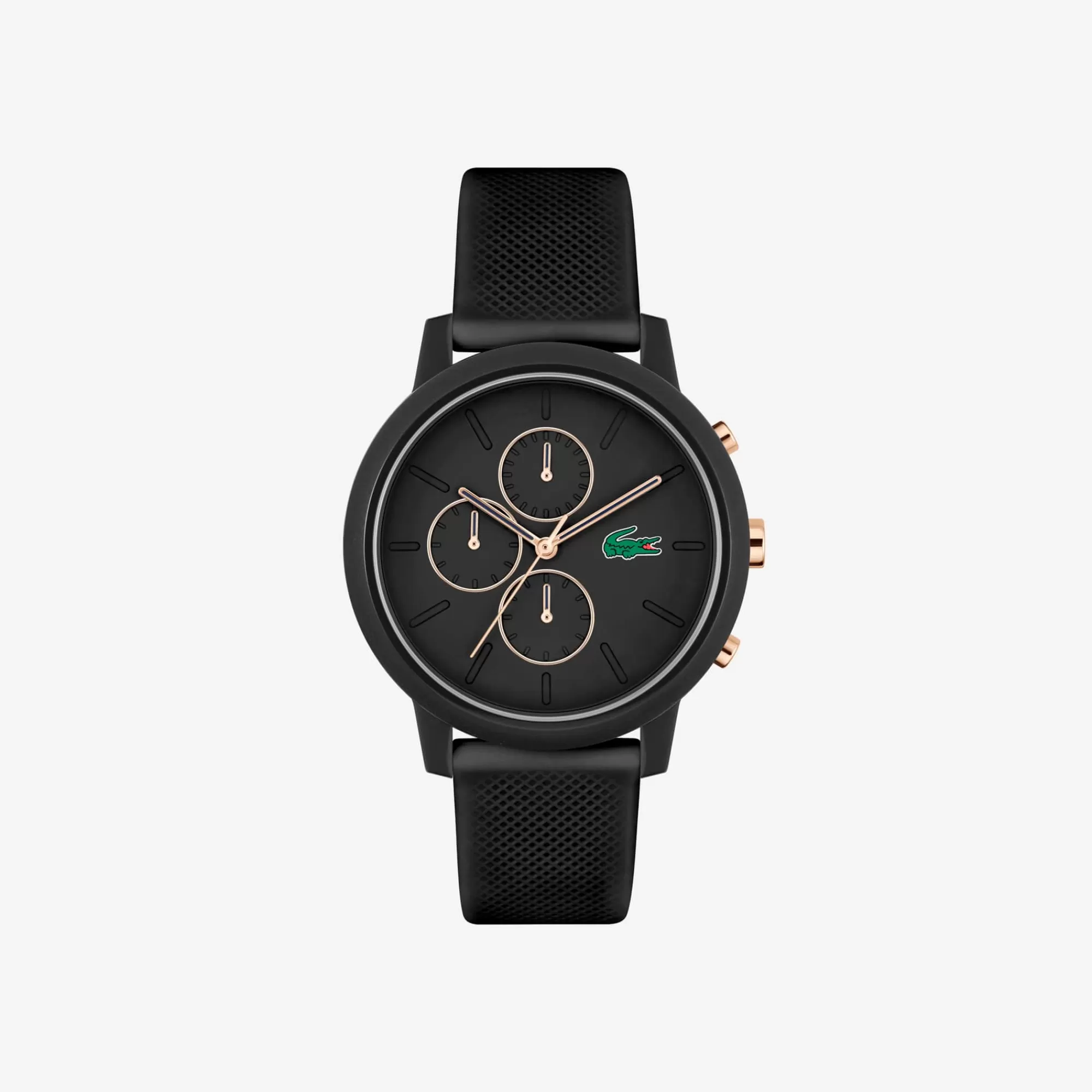 LACOSTE Relógios^Relógio .12.12 Chrono preto e ouro cravo em silicone