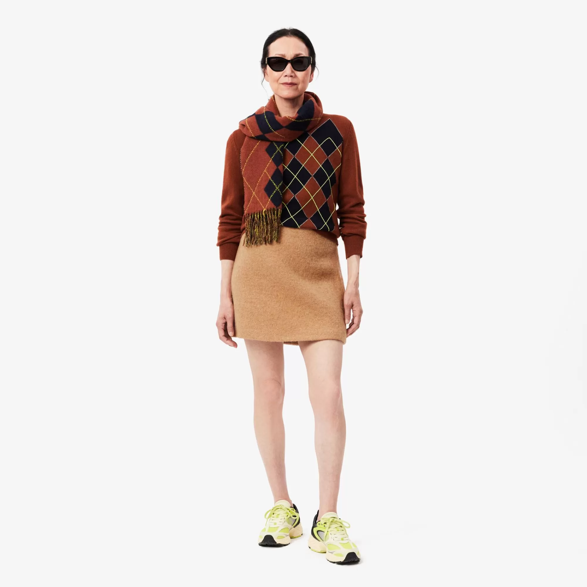 MULHER LACOSTE Vestidos & Saias^Saia de Lã Pura Corte Straight Cut