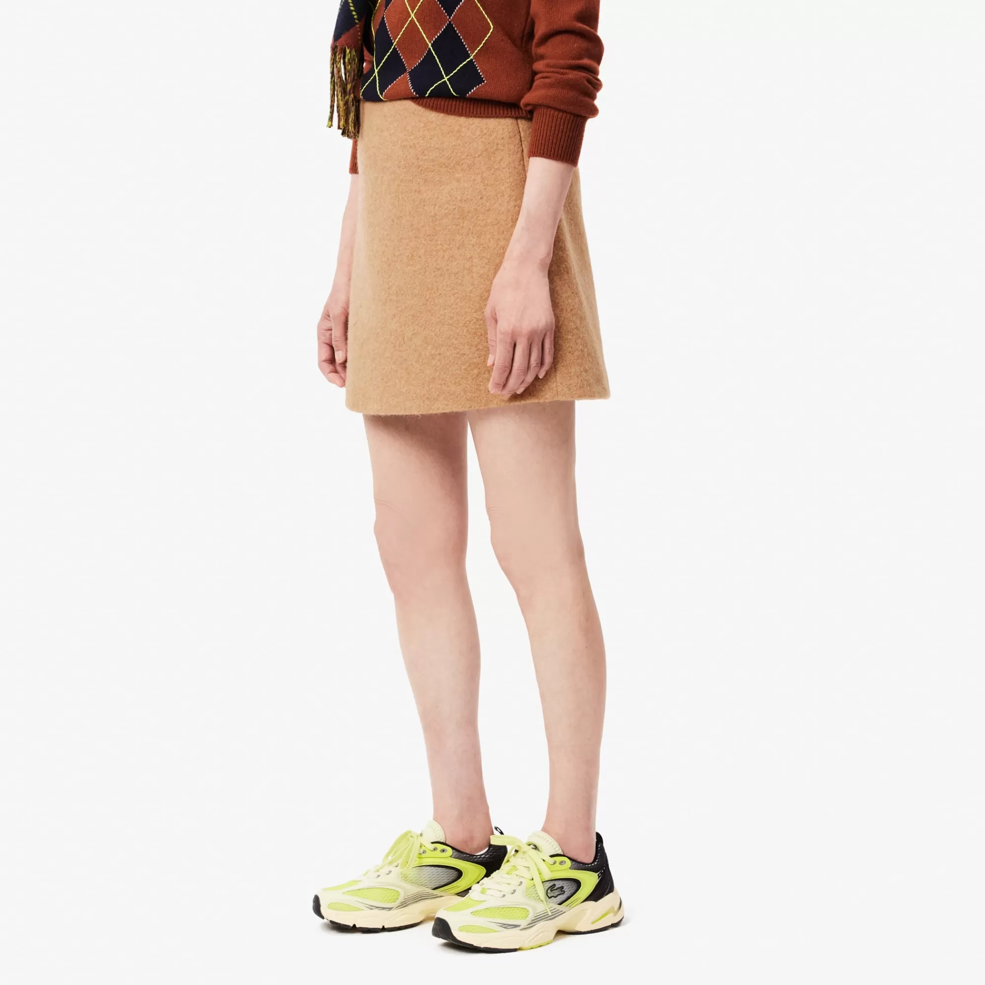 MULHER LACOSTE Vestidos & Saias^Saia de Lã Pura Corte Straight Cut