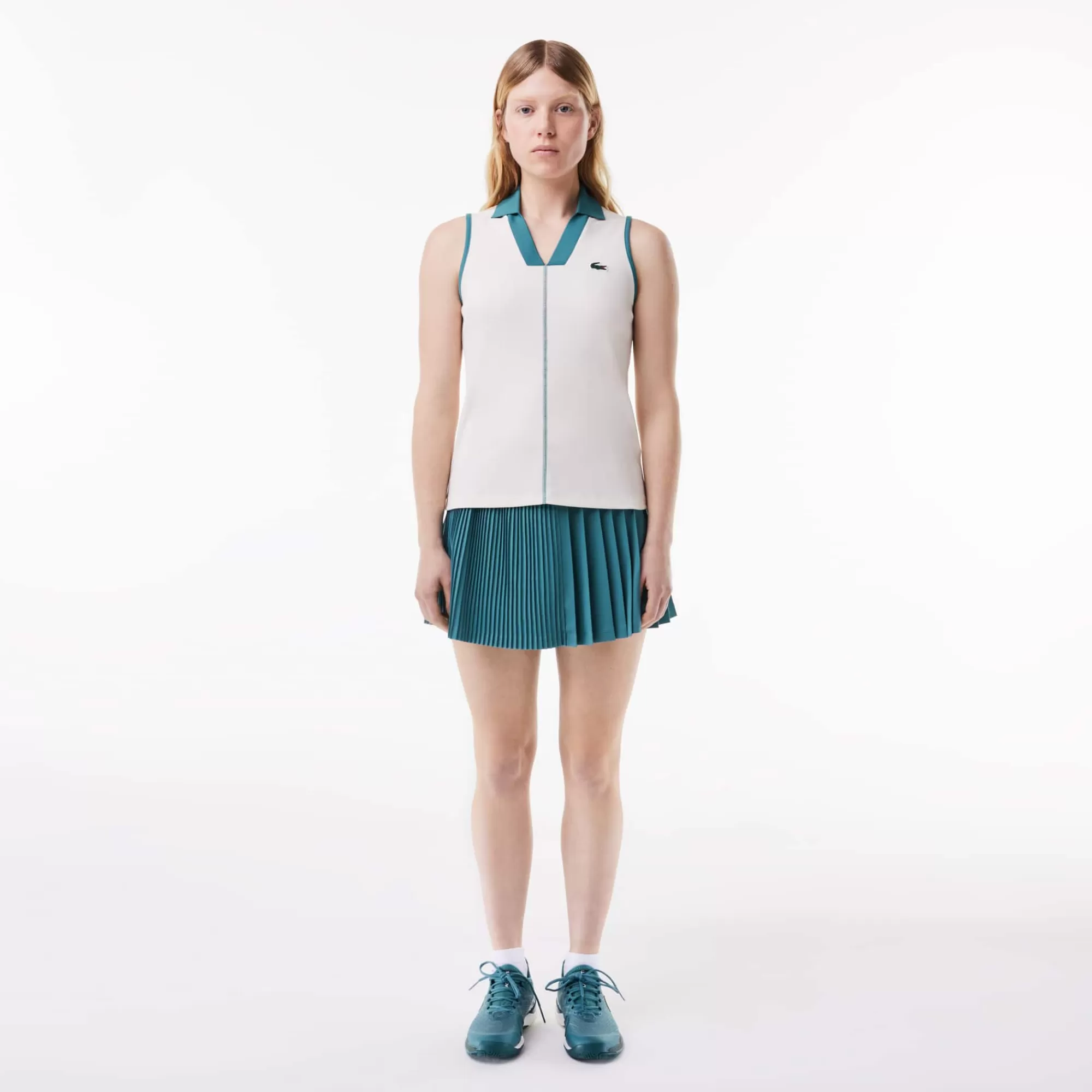 MULHER LACOSTE Ténis | Roupa Deportiva Mulher^Saia de Ténis Piqué com Forro e Tecnologia Ultra-Dry