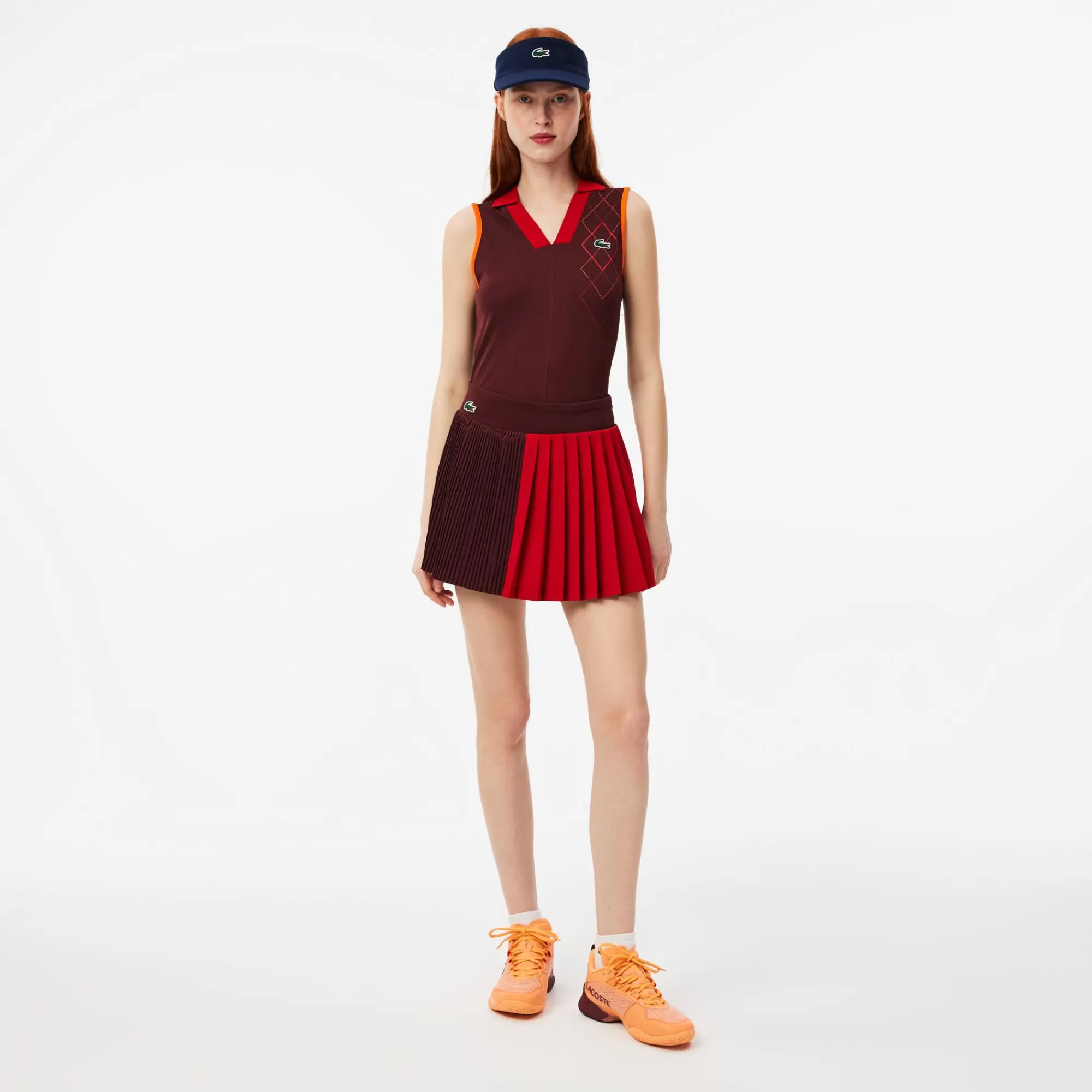 MULHER LACOSTE Ténis | Roupa Deportiva Mulher^Saia de Ténis Piqué com Forro e Tecnologia Ultra-Dry