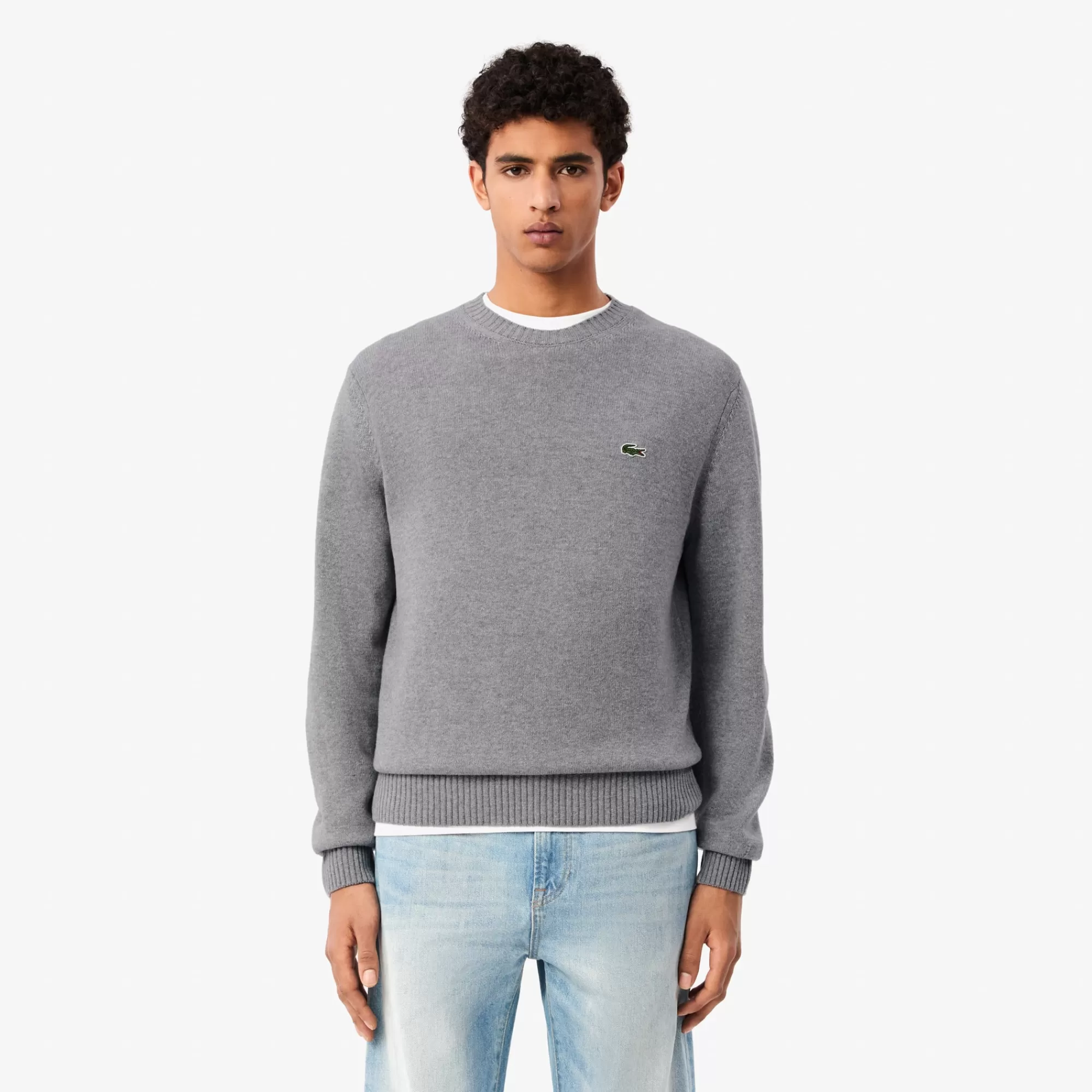 LACOSTE Malhas^Sweater com Decote Redondo de Lã Cardada
