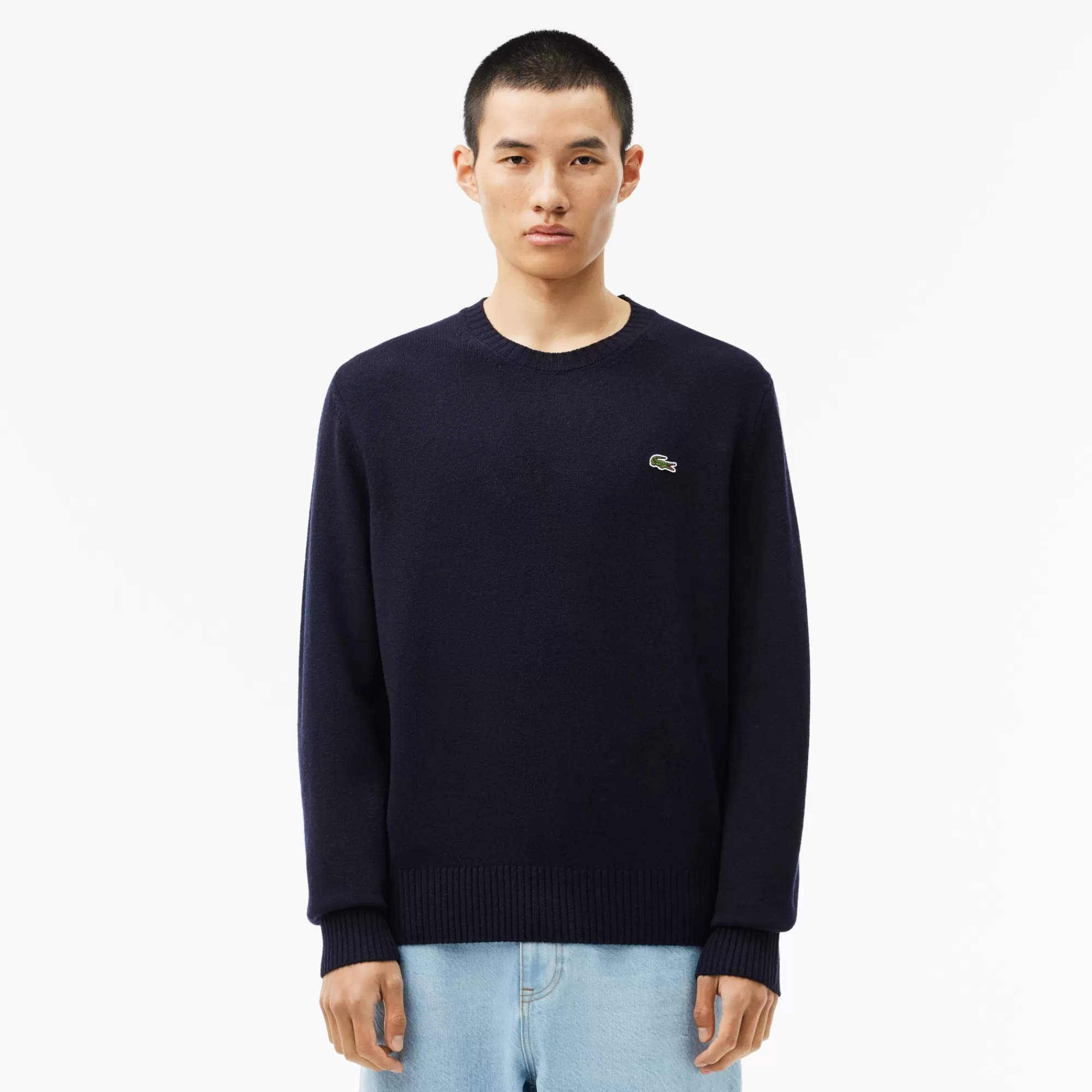 LACOSTE Malhas^Sweater com Decote Redondo de Lã Cardada