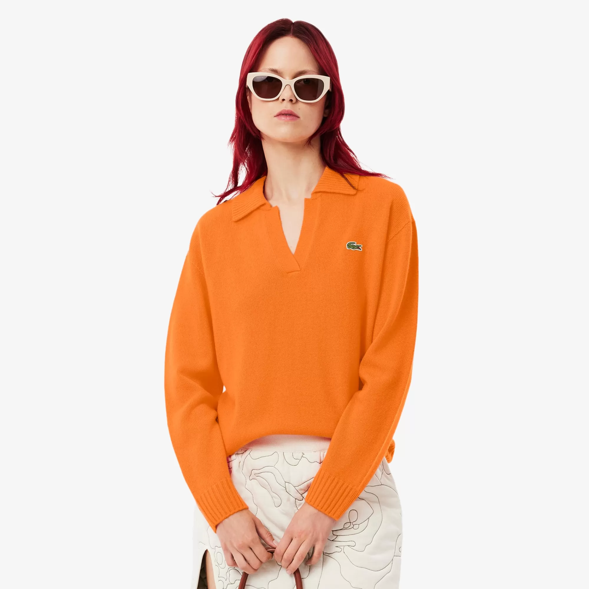 MULHER LACOSTE Malhas^Sweater com Gola de Polo em Malha de Caxemira 3D