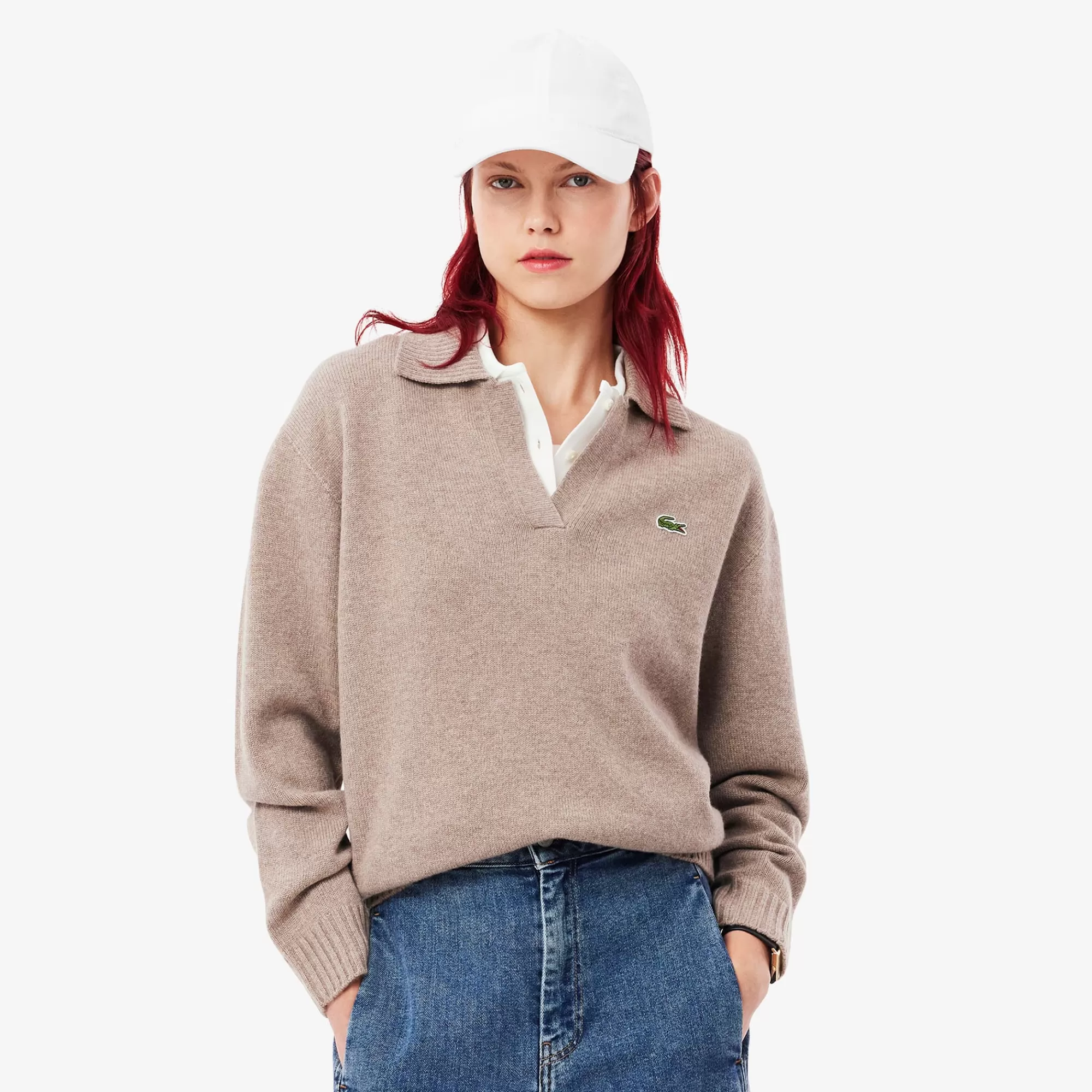 MULHER LACOSTE Malhas^Sweater com Gola de Polo em Malha de Caxemira 3D