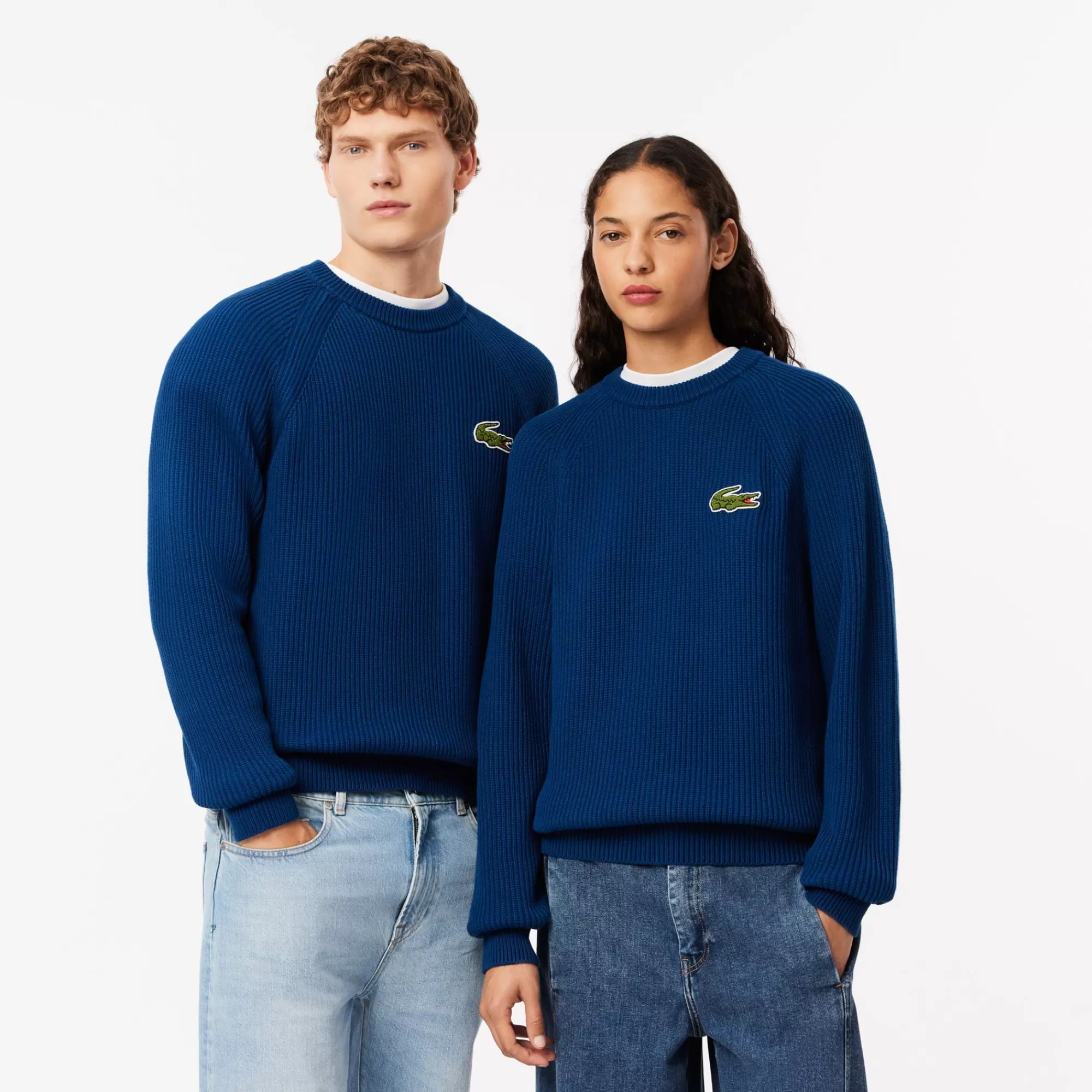 MULHER LACOSTE Malhas | Malhas^Sweater de Algodão Canelado com Emblema