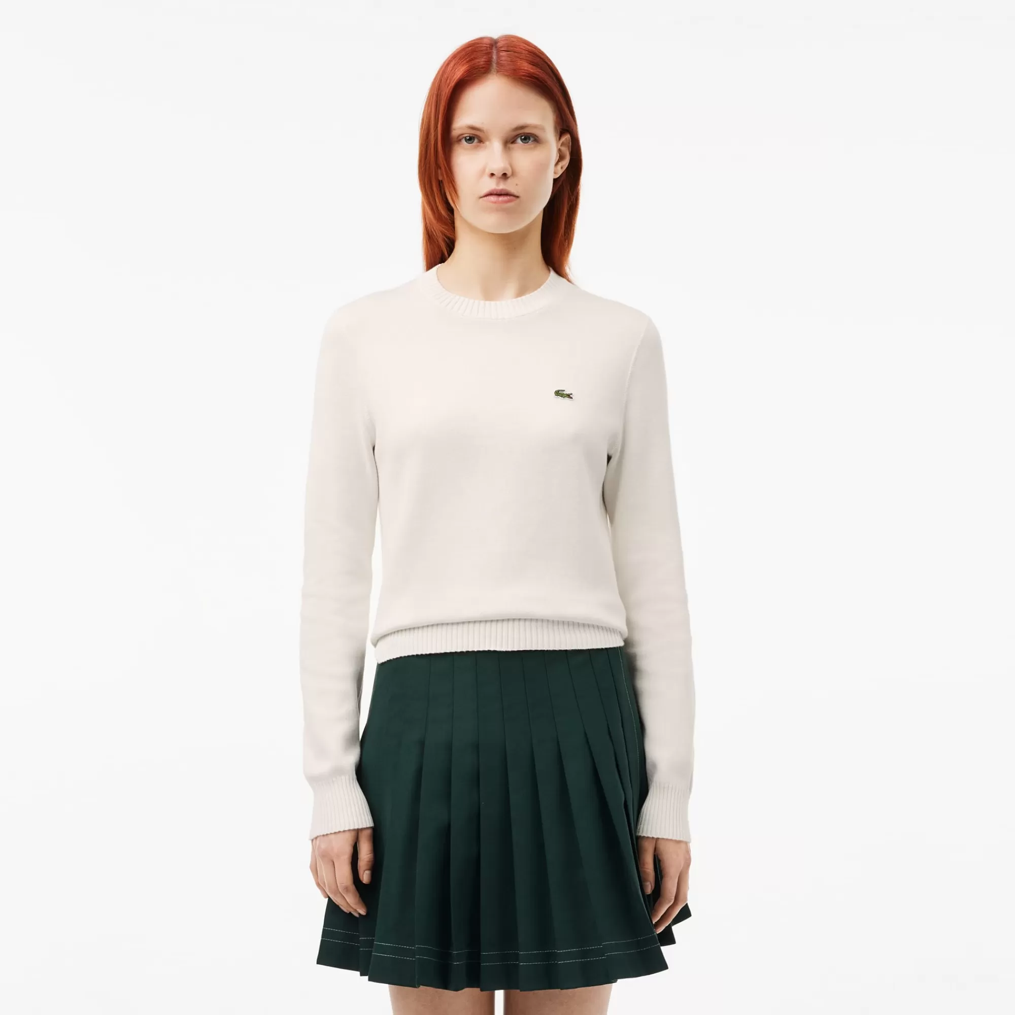 MULHER LACOSTE Malhas^Sweater de Algodão com Decote Redondo