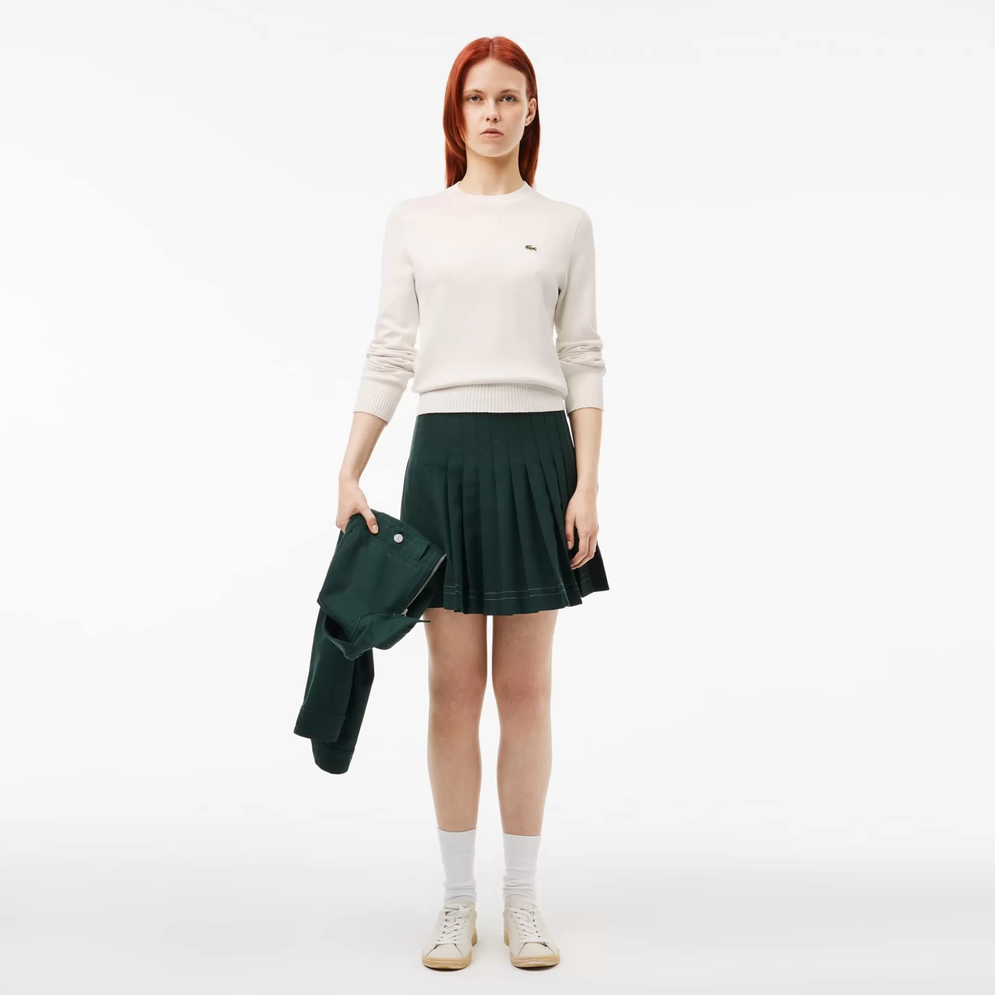 MULHER LACOSTE Malhas^Sweater de Algodão com Decote Redondo