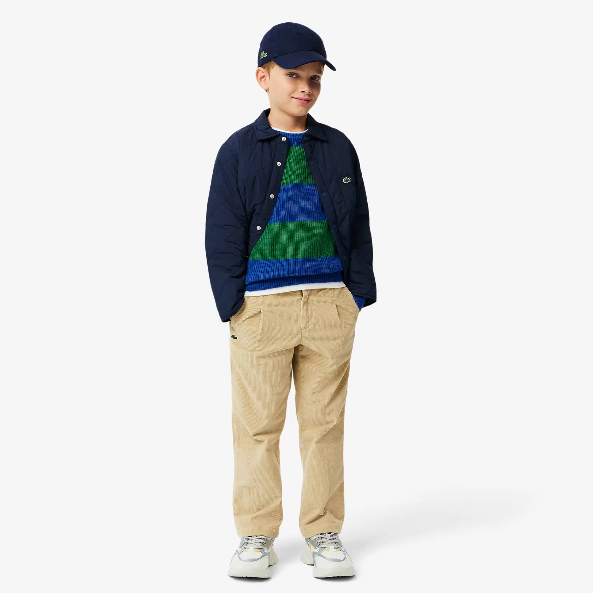 Crianças LACOSTE Moda Menino | Moda Menino^Sweater de Algodão Listrada em Dois Tons