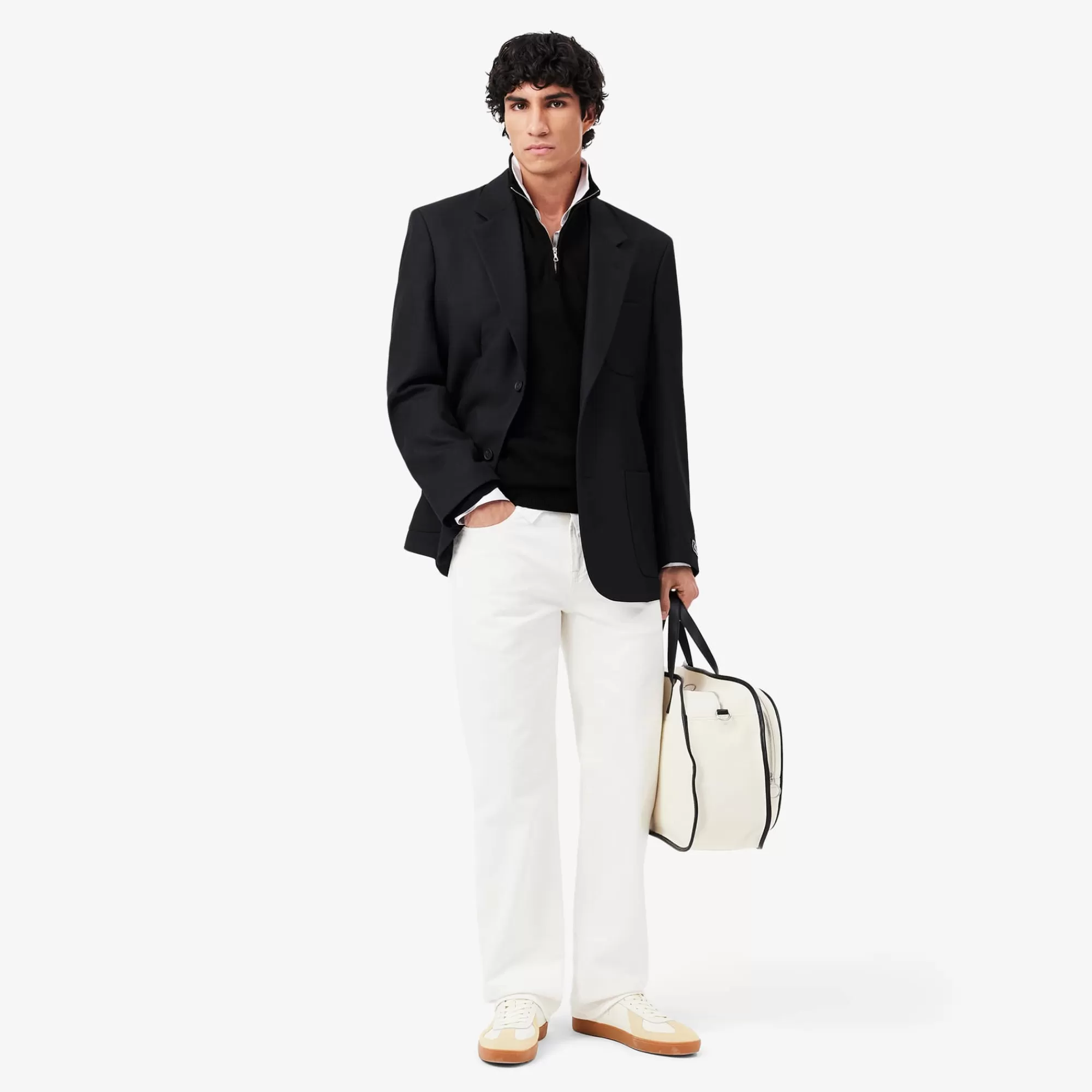 LACOSTE Malhas^Sweater de Gola Alta em Algodão e com Fecho