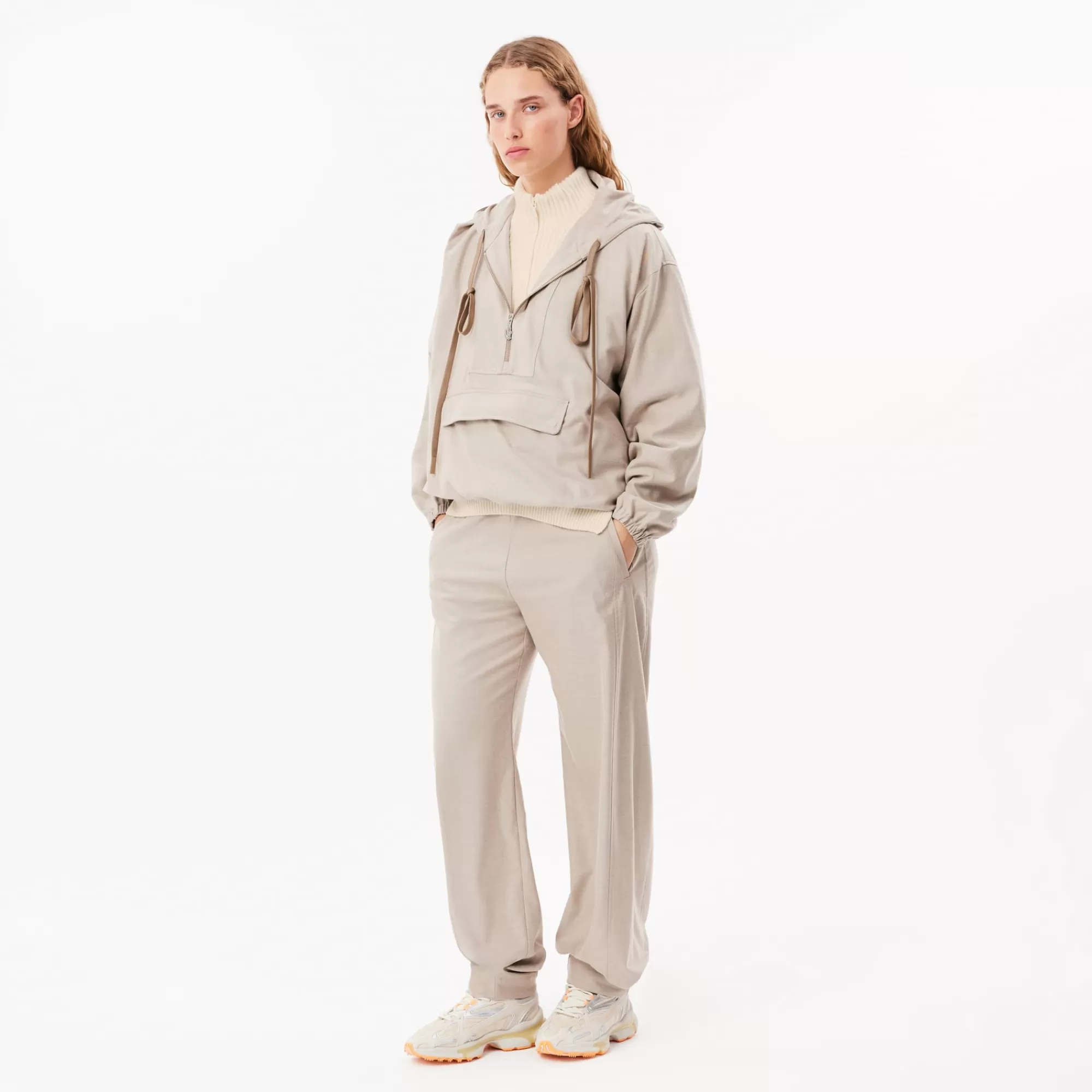 MULHER LACOSTE Malhas^Sweater de Malha em Lã Perolada com Gola com Fecho