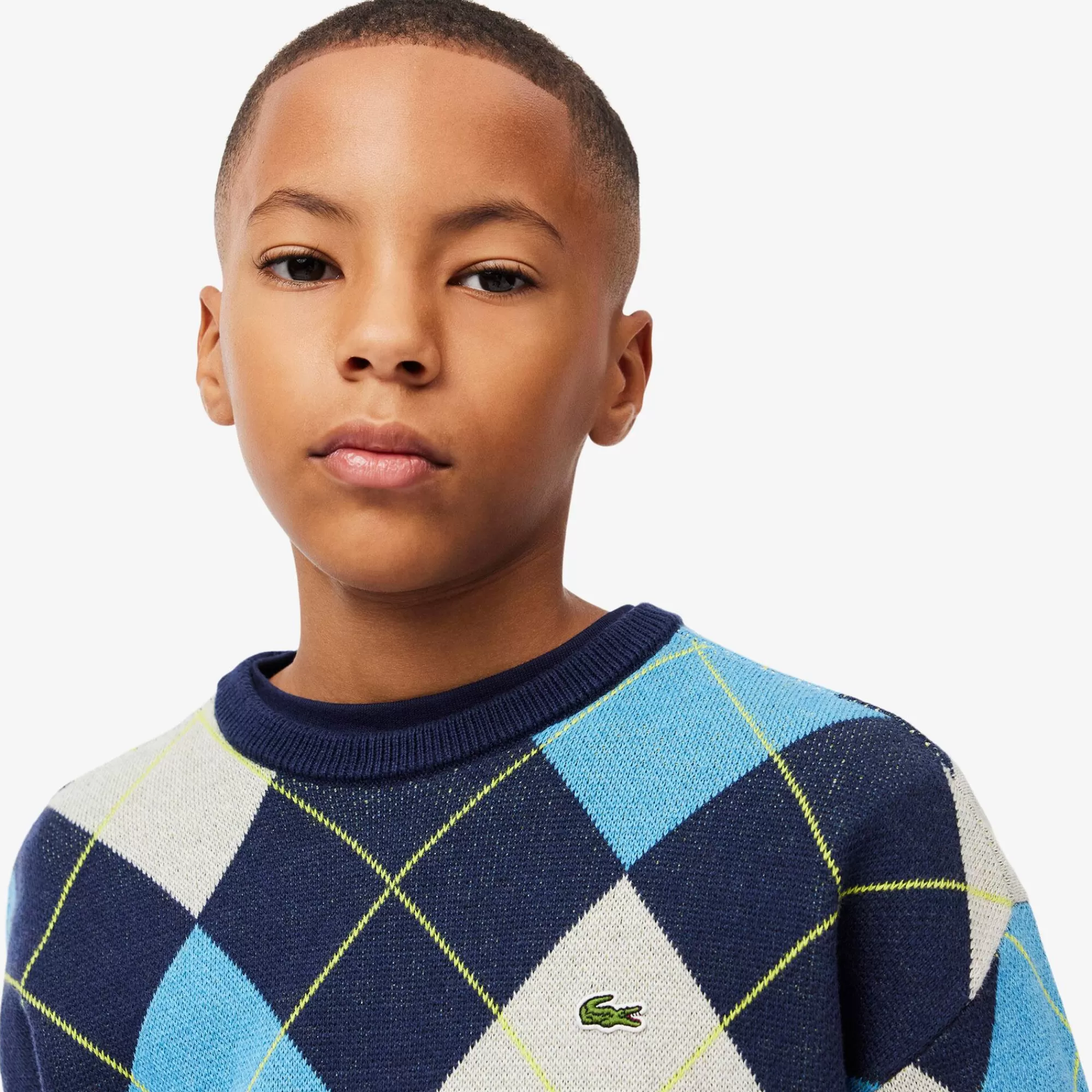 Crianças LACOSTE Moda Menino | Moda Menino^Sweater em Jacquard de Lã e Algodão com Losangos