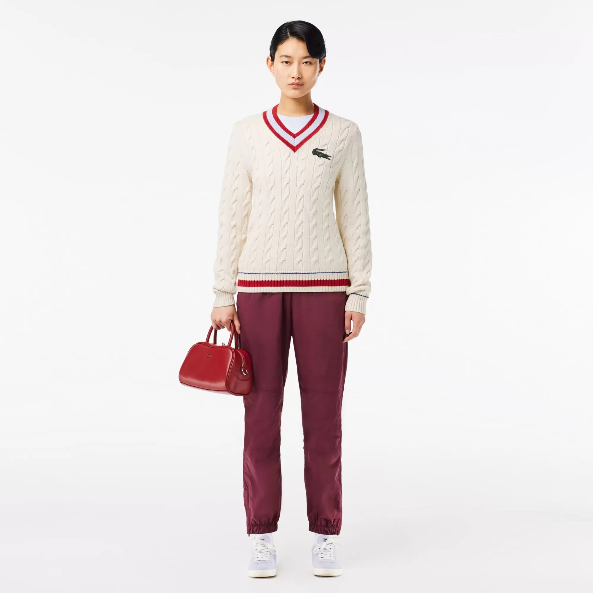 MULHER LACOSTE Malhas | Malhas^Sweater em Malha de Algodão com Decote em V