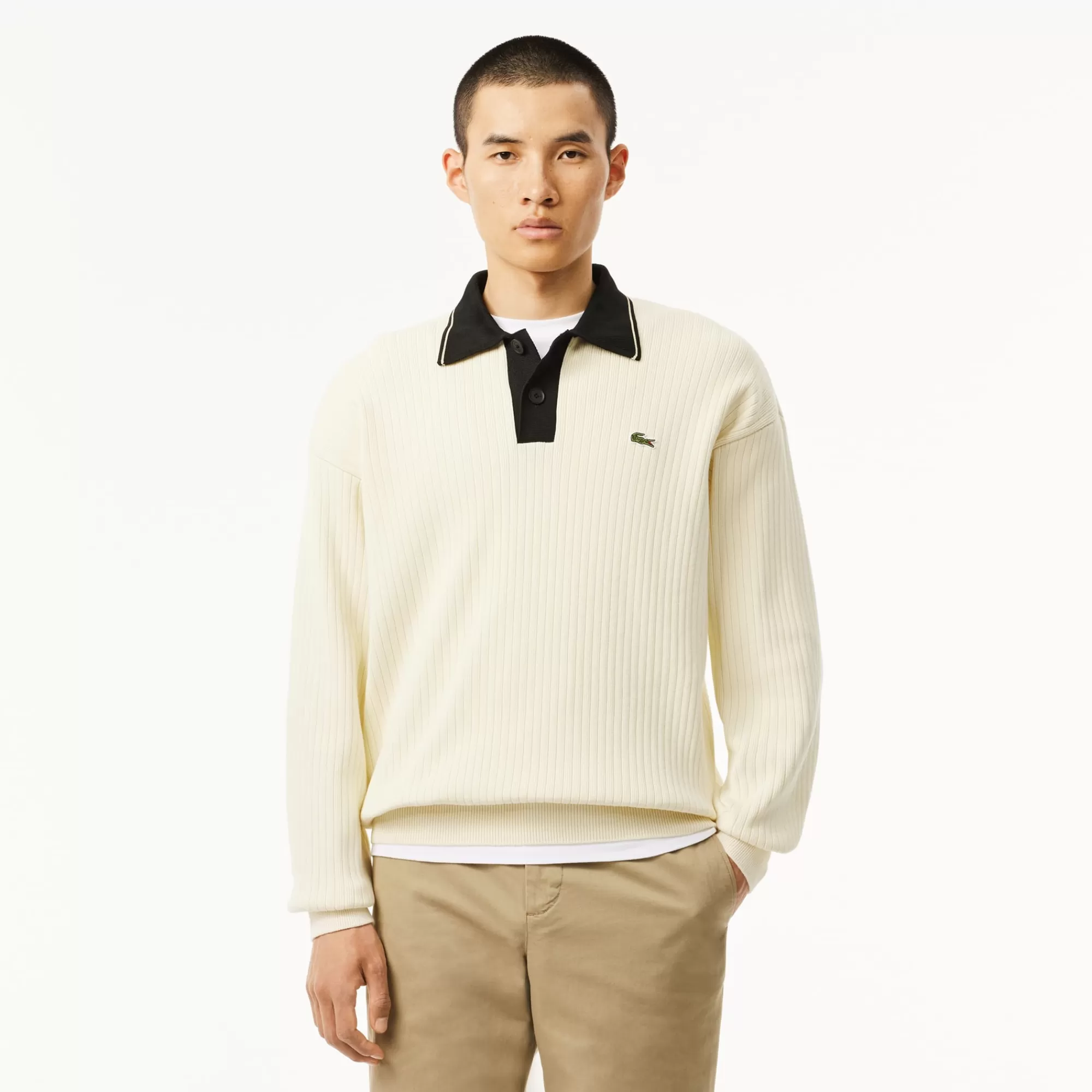 LACOSTE Malhas^Sweater Polo de Fabrico Francês Relaxed Fit