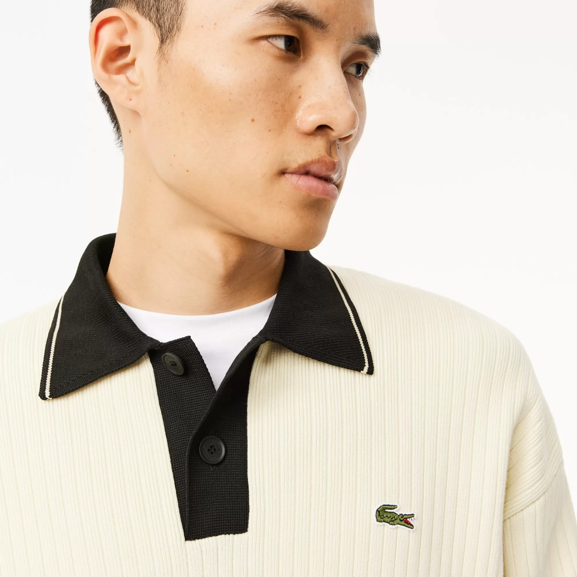 LACOSTE Malhas^Sweater Polo de Fabrico Francês Relaxed Fit