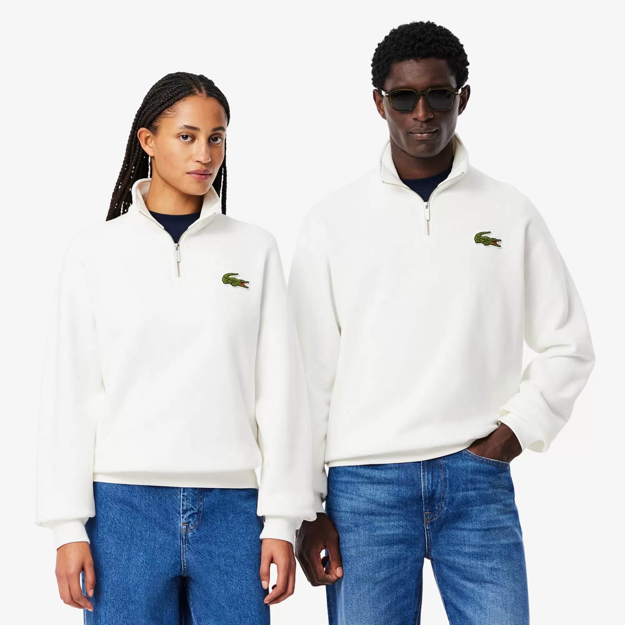 MULHER LACOSTE Sweatshirts | Sweatshirt^Sweatshirt com Gola com Fecho e Emblema Loose Fit