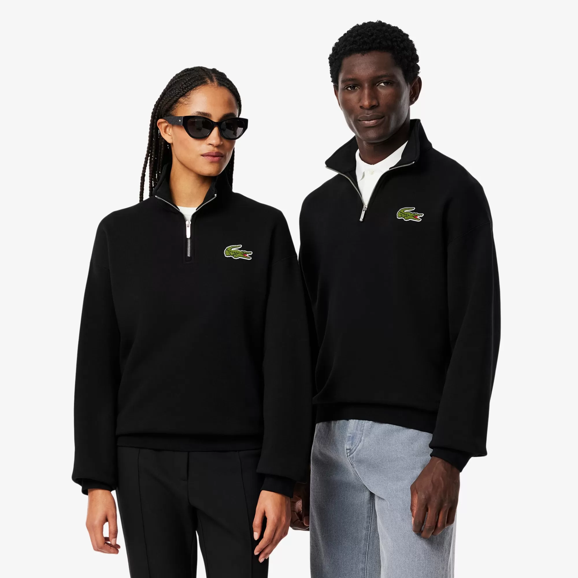 MULHER LACOSTE Sweatshirts | Sweatshirt^Sweatshirt com Gola com Fecho e Emblema Loose Fit