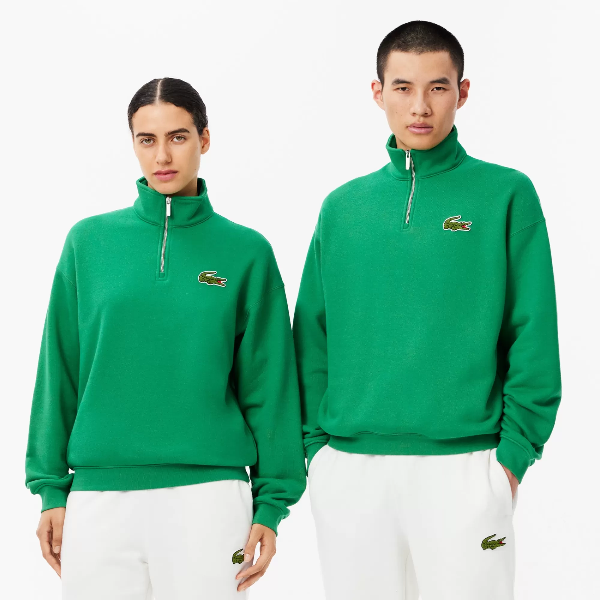 MULHER LACOSTE Sweatshirts | Sweatshirt^Sweatshirt com Gola com Fecho e Emblema Loose Fit