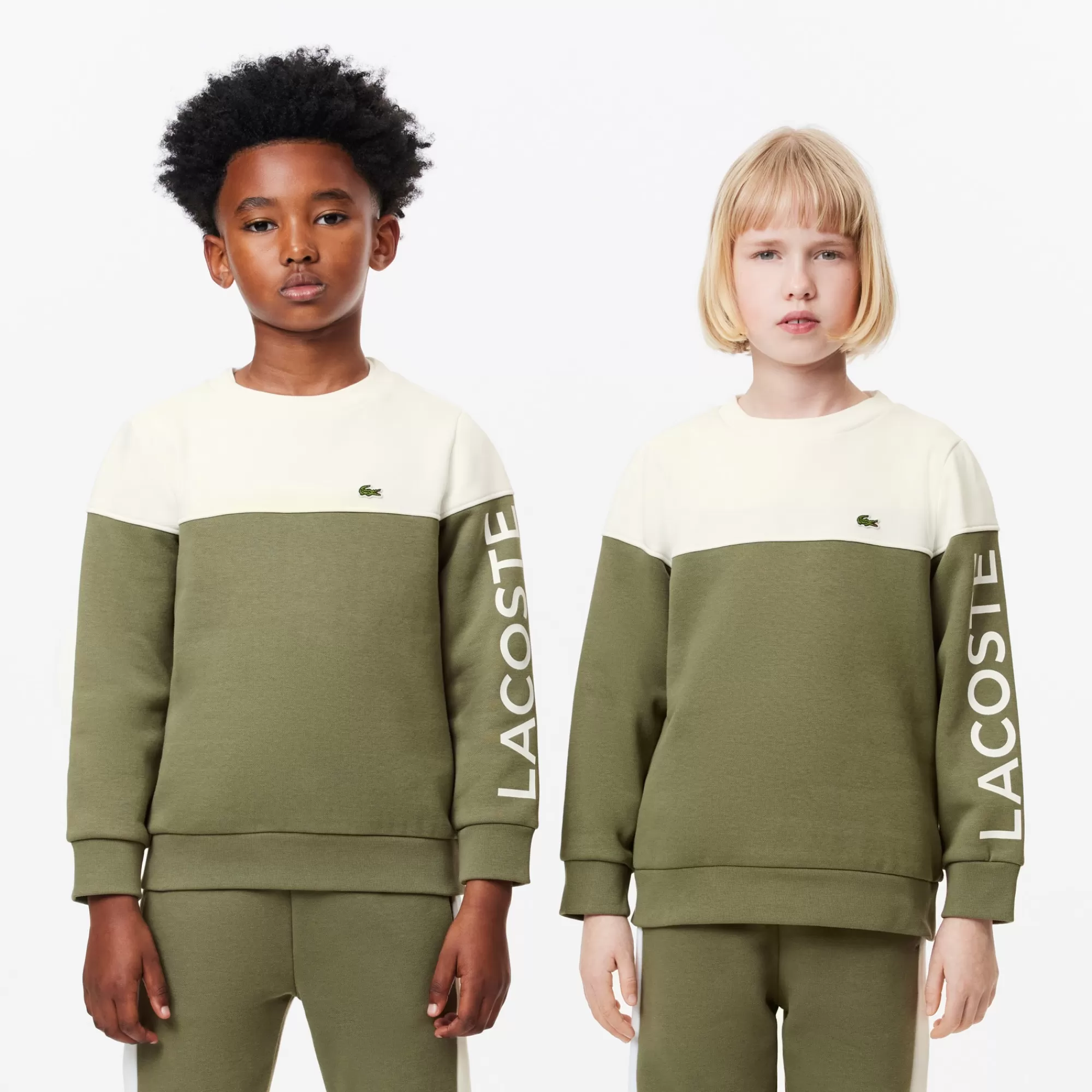 Crianças LACOSTE Moda Menina | Moda Menino^Sweatshirt de Felpa Colorblock com Decote Redondo