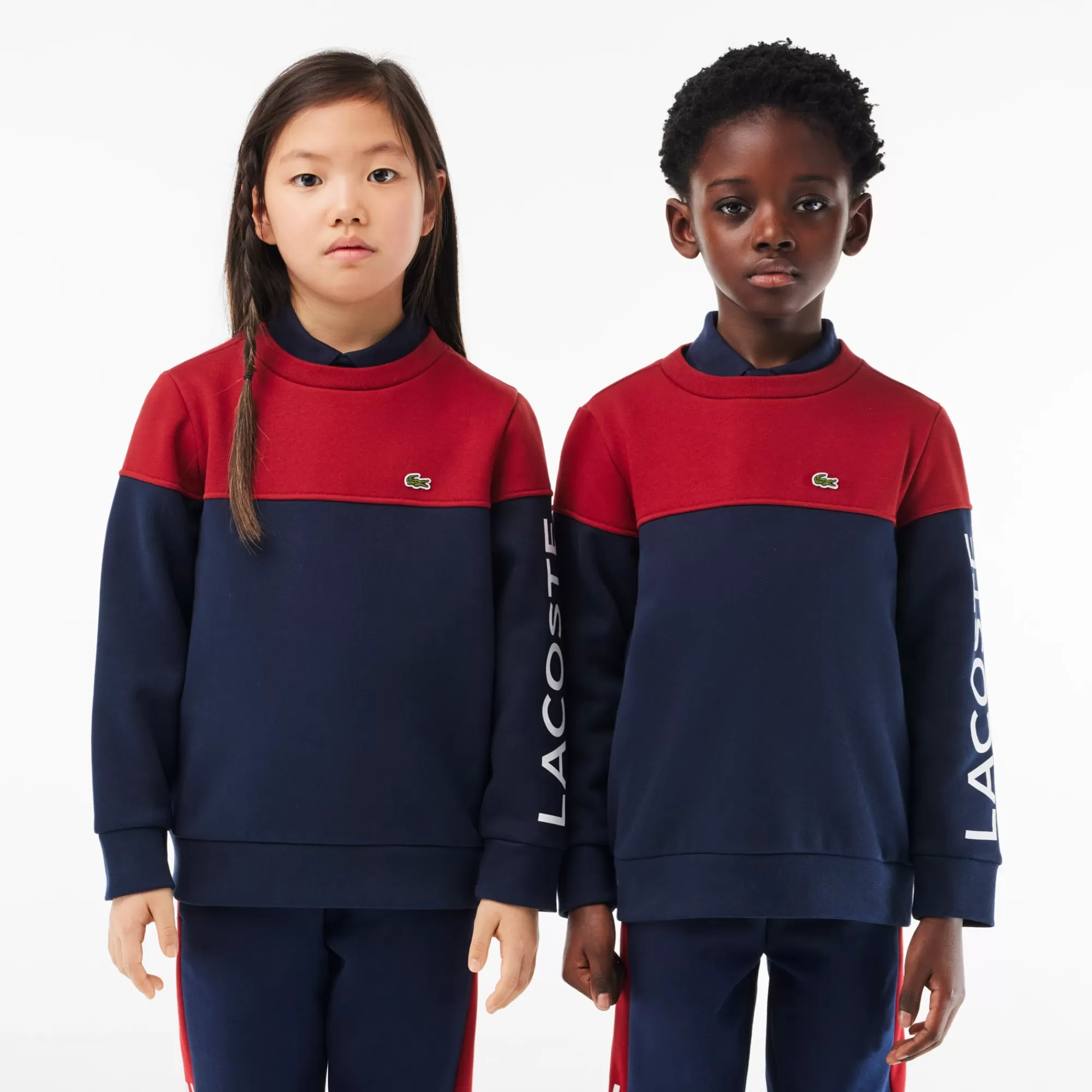 Crianças LACOSTE Moda Menina | Moda Menino^Sweatshirt de Felpa Colorblock com Decote Redondo