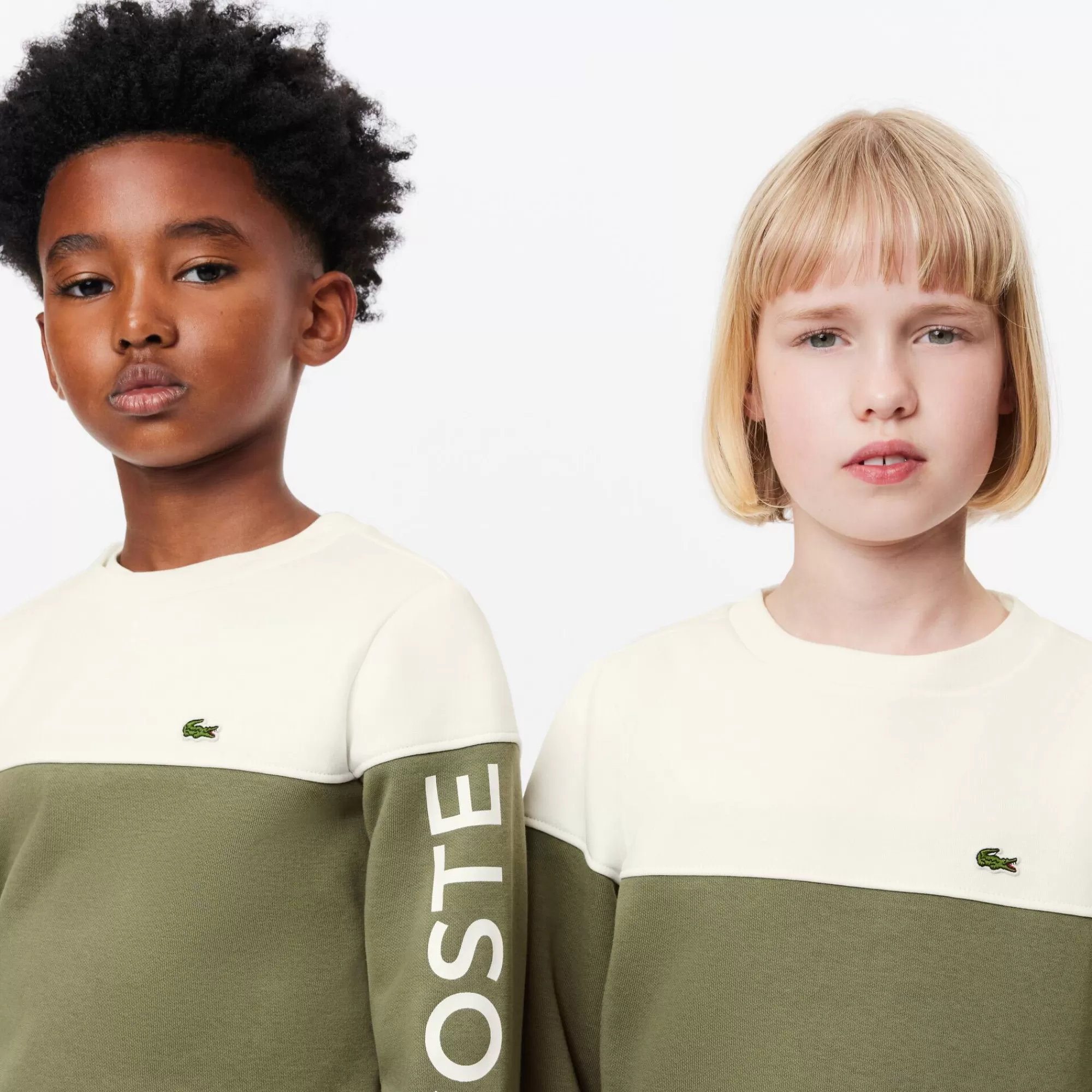 Crianças LACOSTE Moda Menina | Moda Menino^Sweatshirt de Felpa Colorblock com Decote Redondo