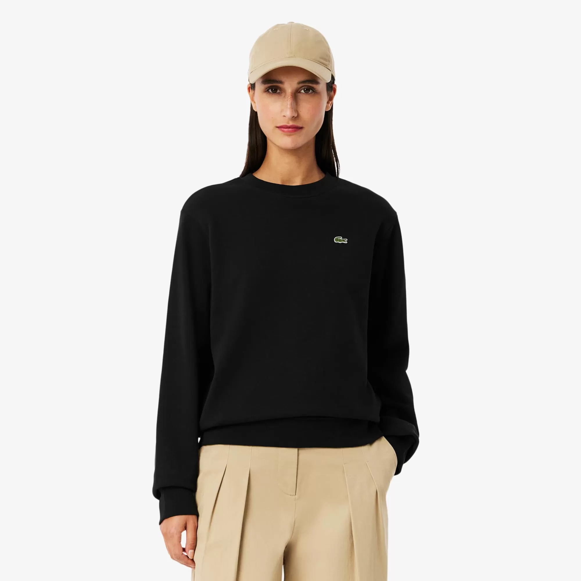 MULHER LACOSTE Sweatshirts^Sweatshirt de Felpa com Gola Redonda Relaxed Fit