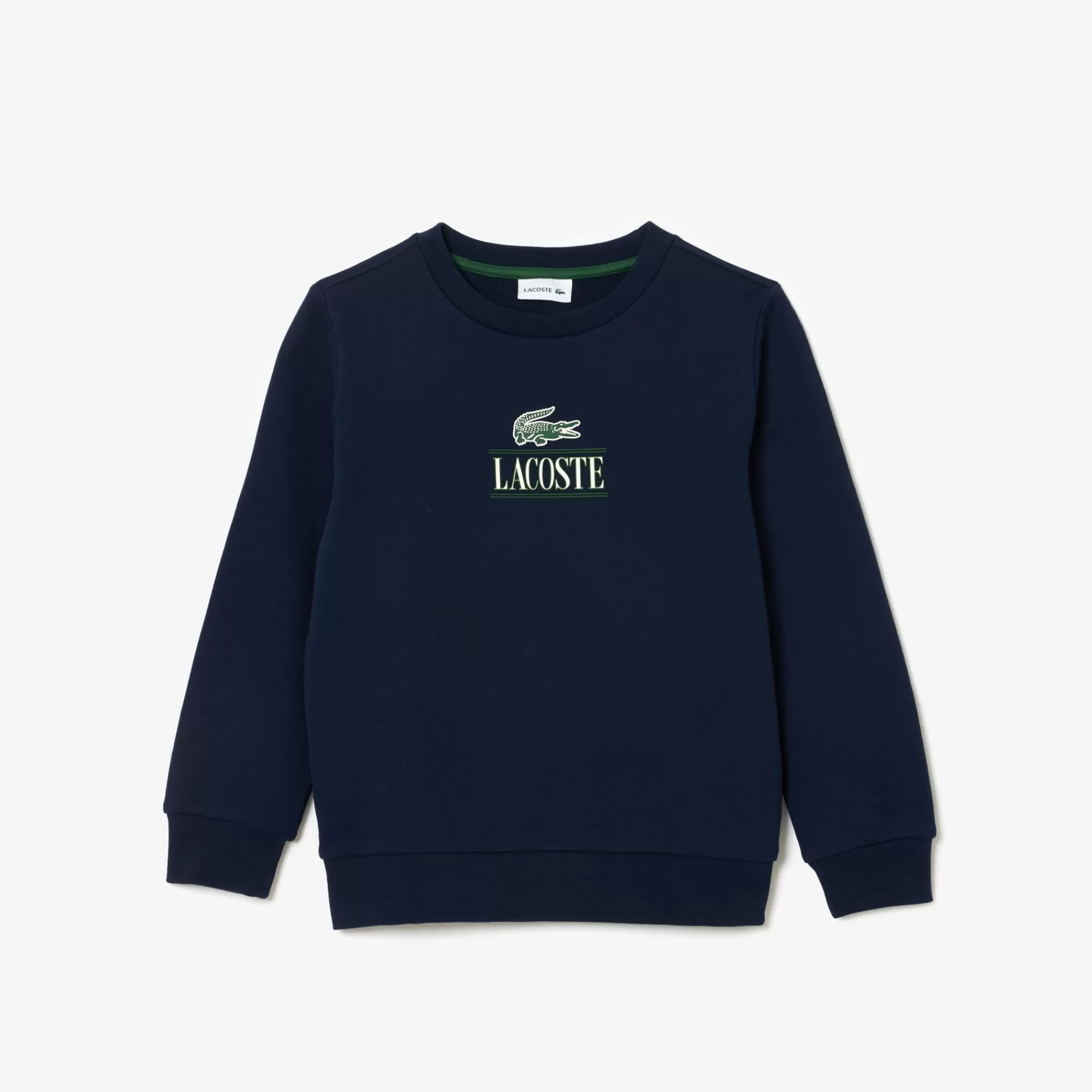 Crianças LACOSTE Moda Menina | Moda Menino^Sweatshirt de Felpa Estampada com Gola Redonda