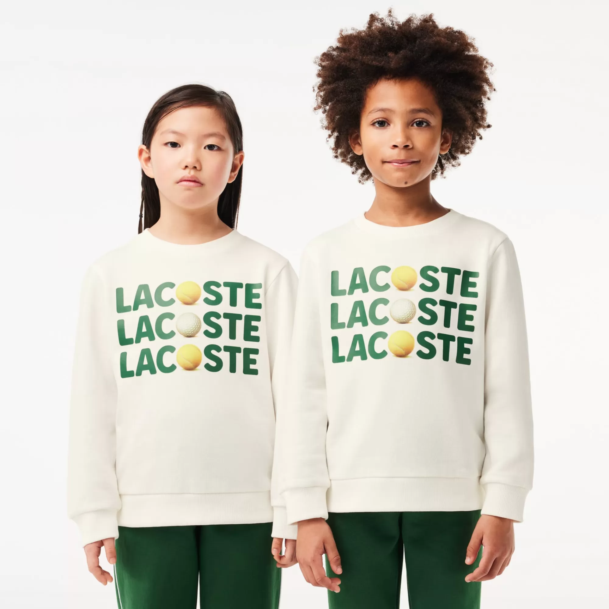 Crianças LACOSTE Moda Menina | Moda Menino^Sweatshirt de Felpa Estampada com Gola Redonda