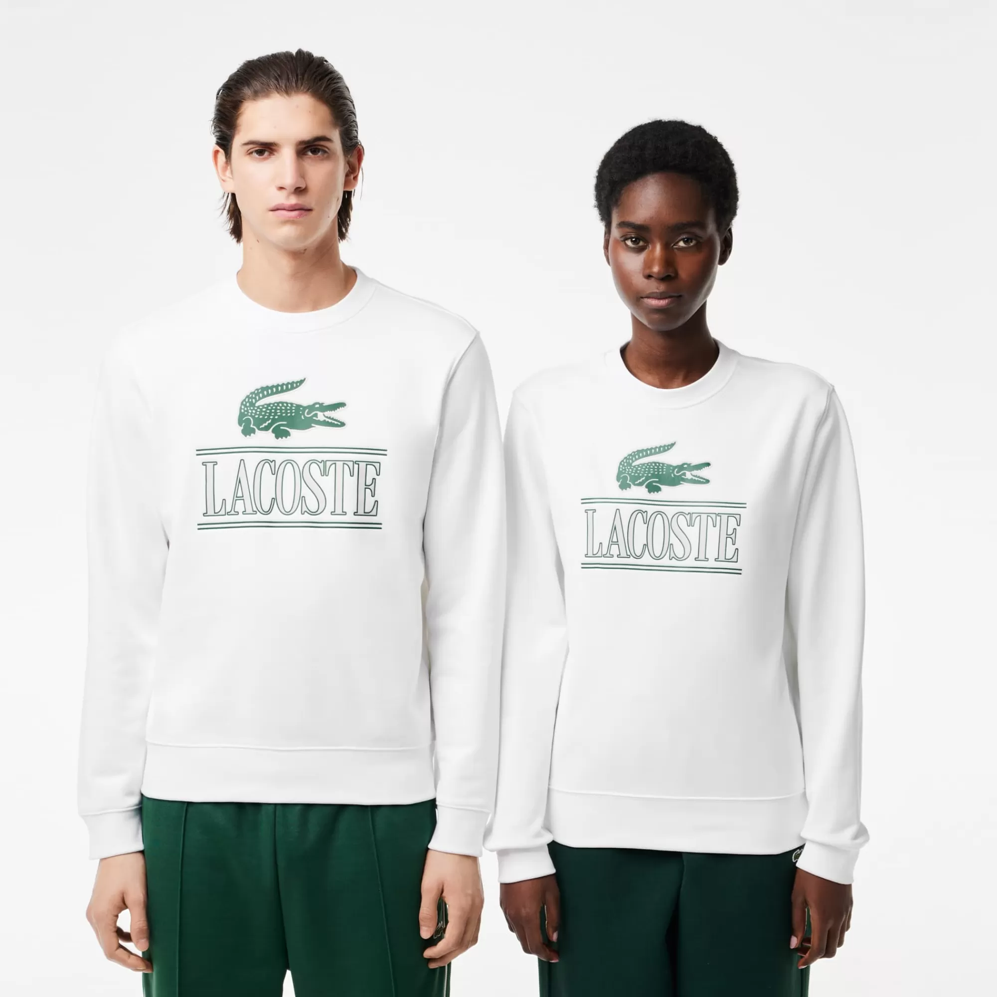 MULHER LACOSTE Sweatshirts | Sweatshirt^Sweatshirt de Felpa Estampada com Gola Redonda