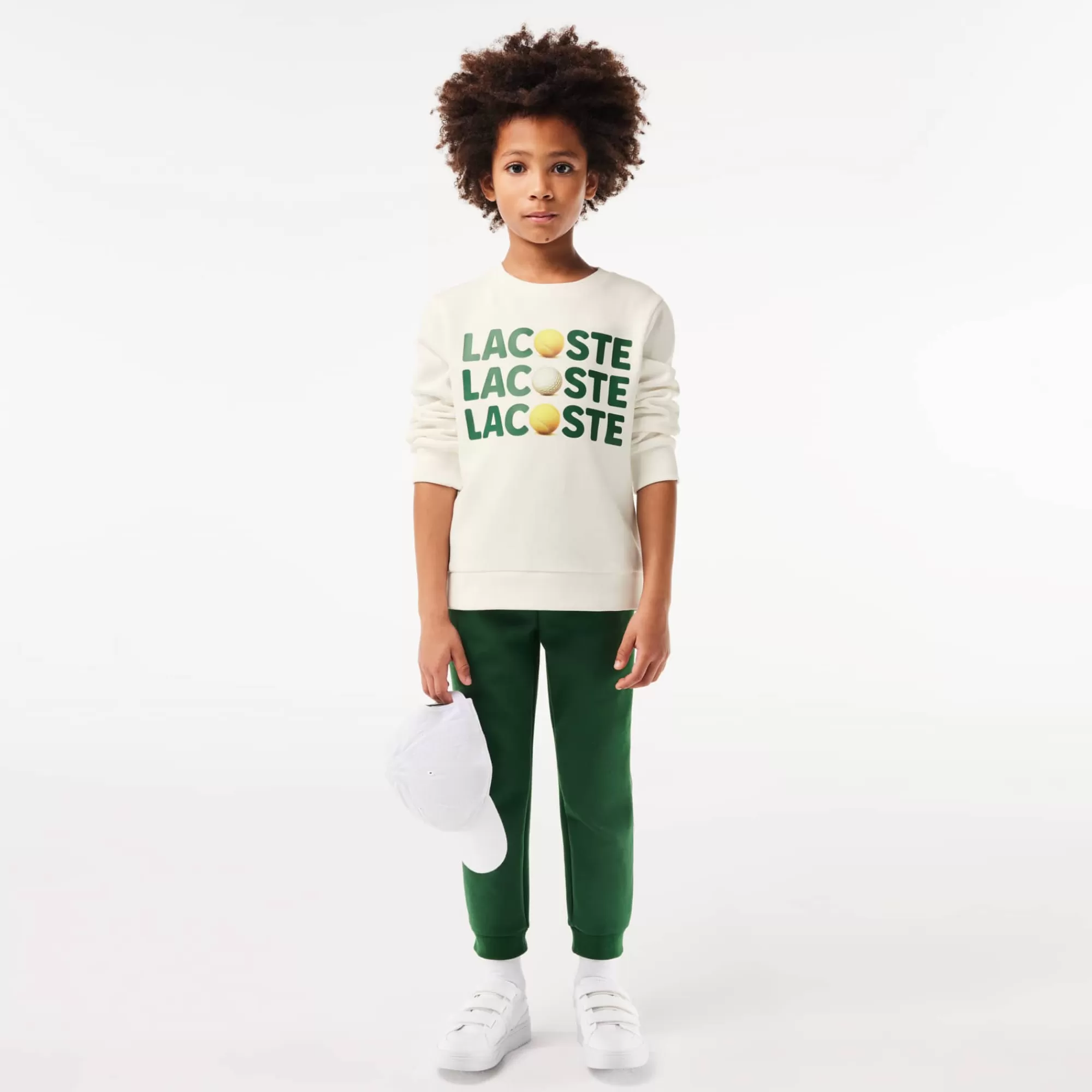 Crianças LACOSTE Moda Menina | Moda Menino^Sweatshirt de Felpa Estampada com Gola Redonda