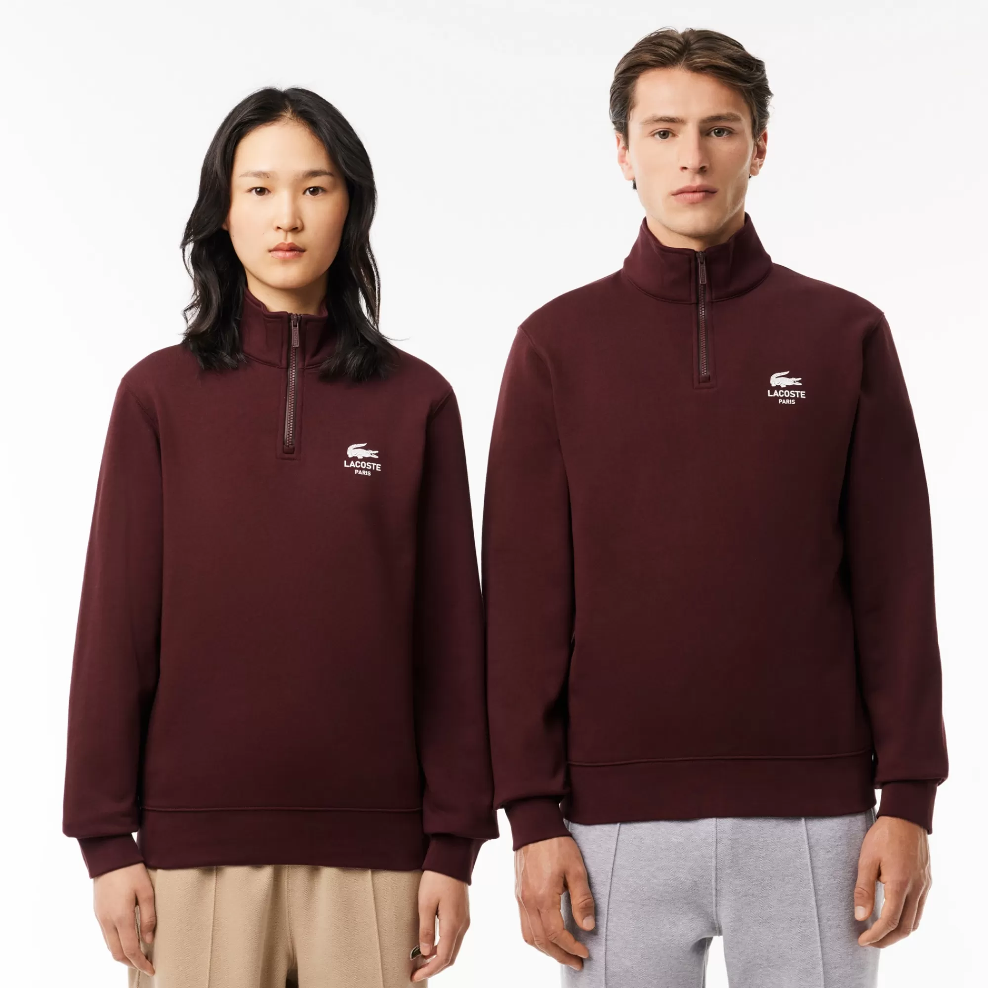 MULHER LACOSTE Sweatshirts | Sweatshirt^Sweatshirt de Gola Alta com Fecho e Estampada