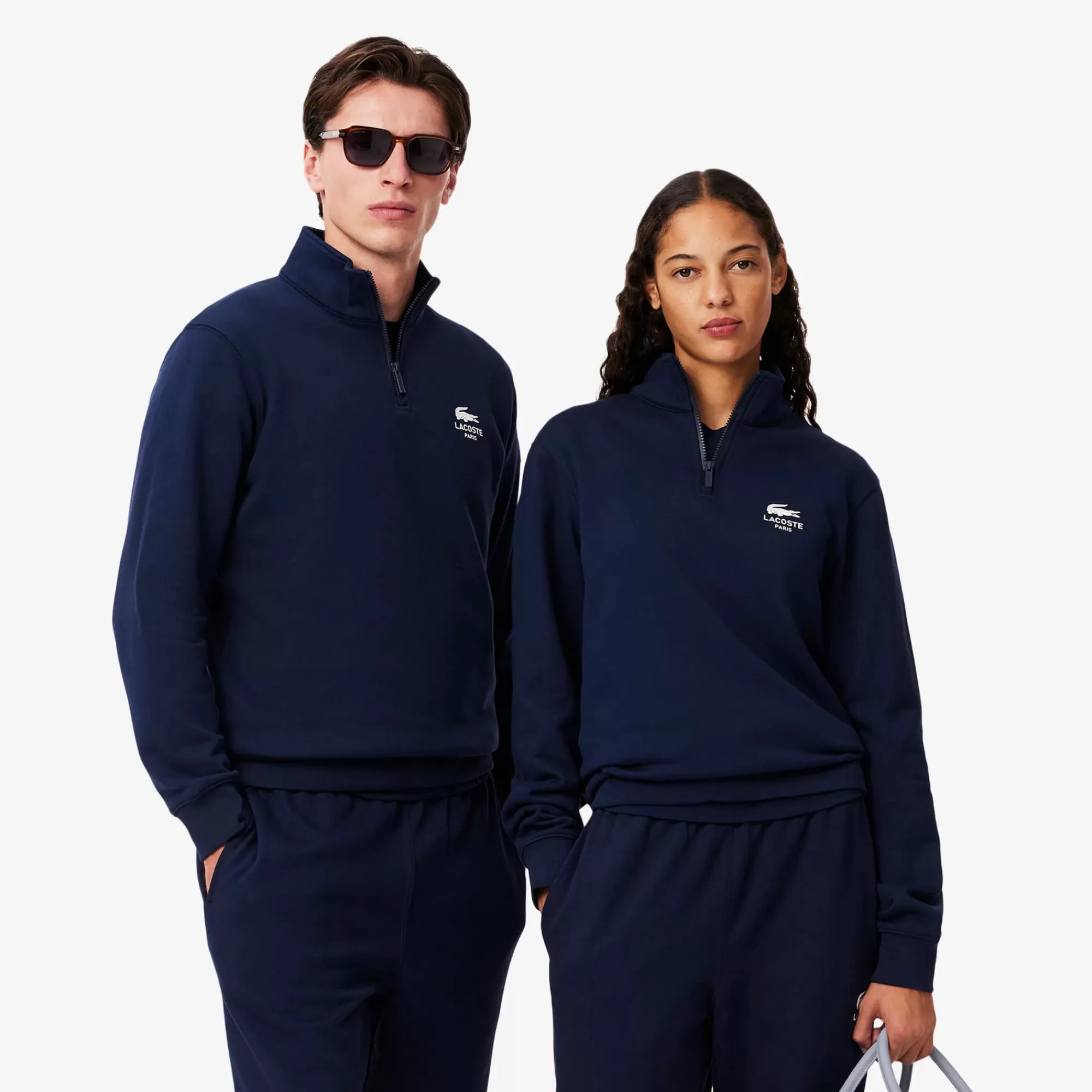 MULHER LACOSTE Sweatshirts | Sweatshirt^Sweatshirt de Gola Alta com Fecho e Estampada