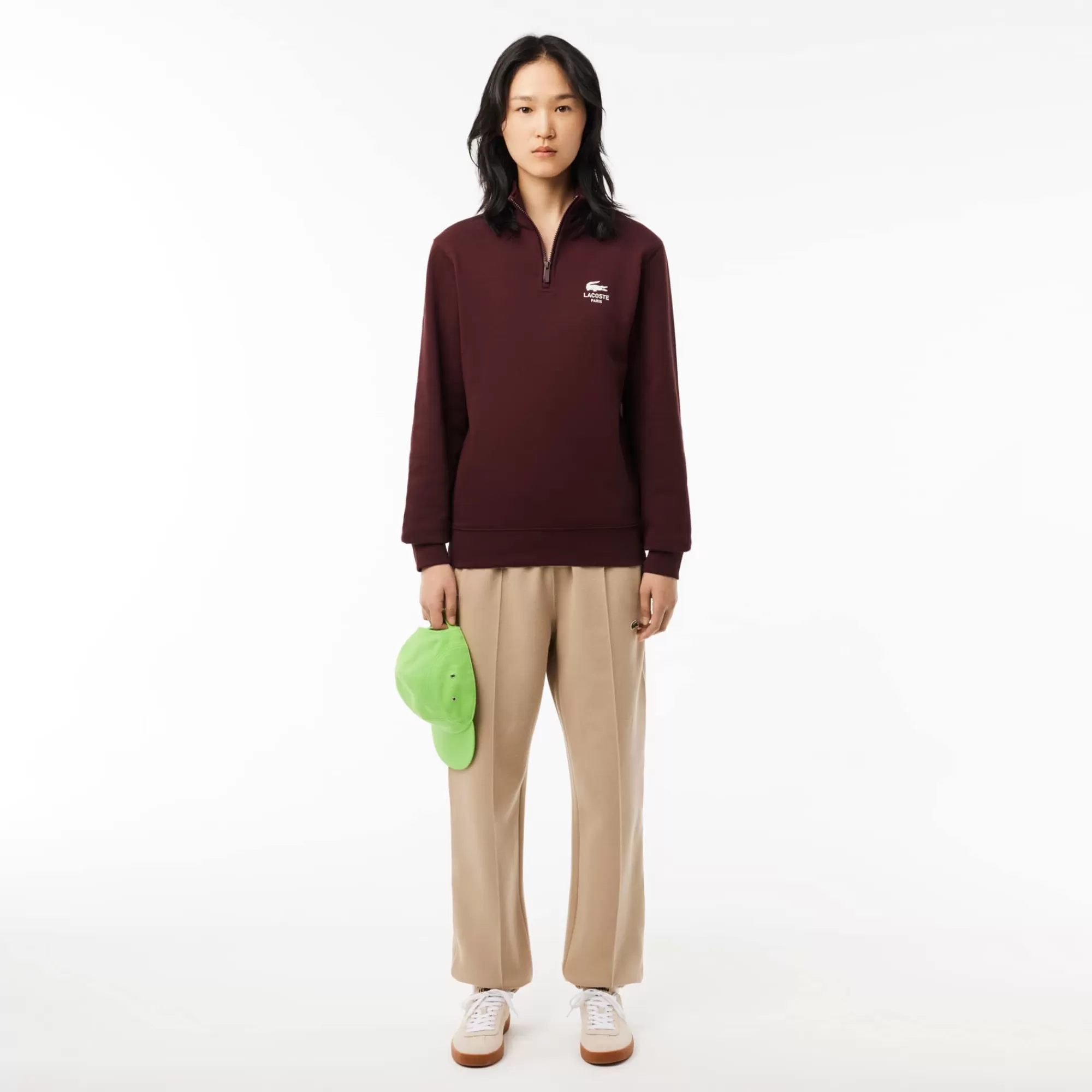 MULHER LACOSTE Sweatshirts | Sweatshirt^Sweatshirt de Gola Alta com Fecho e Estampada