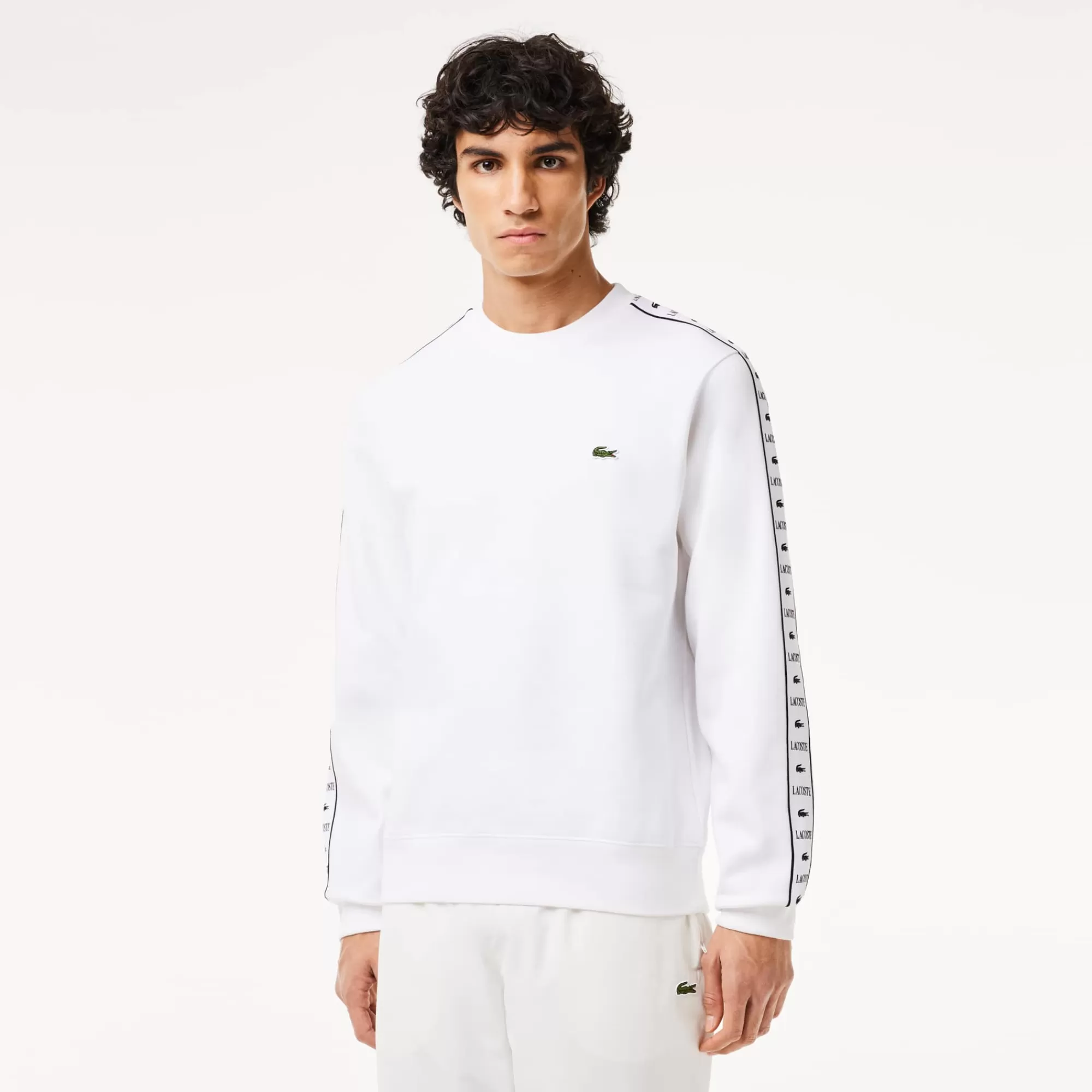 LACOSTE Sweatshirt^Sweatshirt de Gola Redonda com Listras com Logo