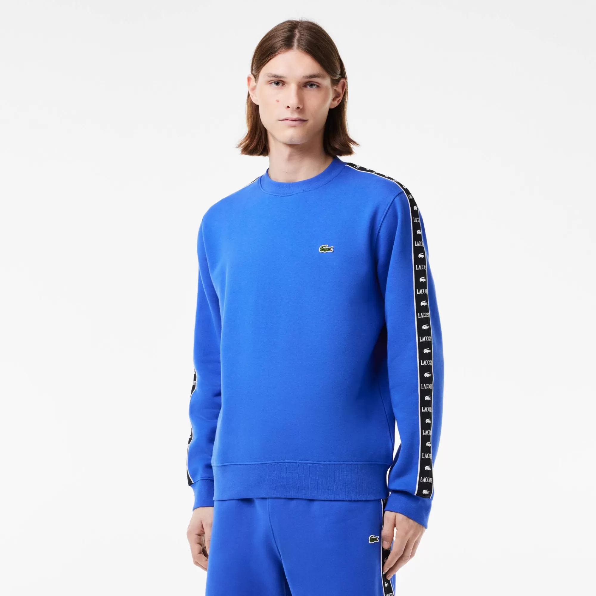 LACOSTE Sweatshirt^Sweatshirt de Gola Redonda com Listras com Logo