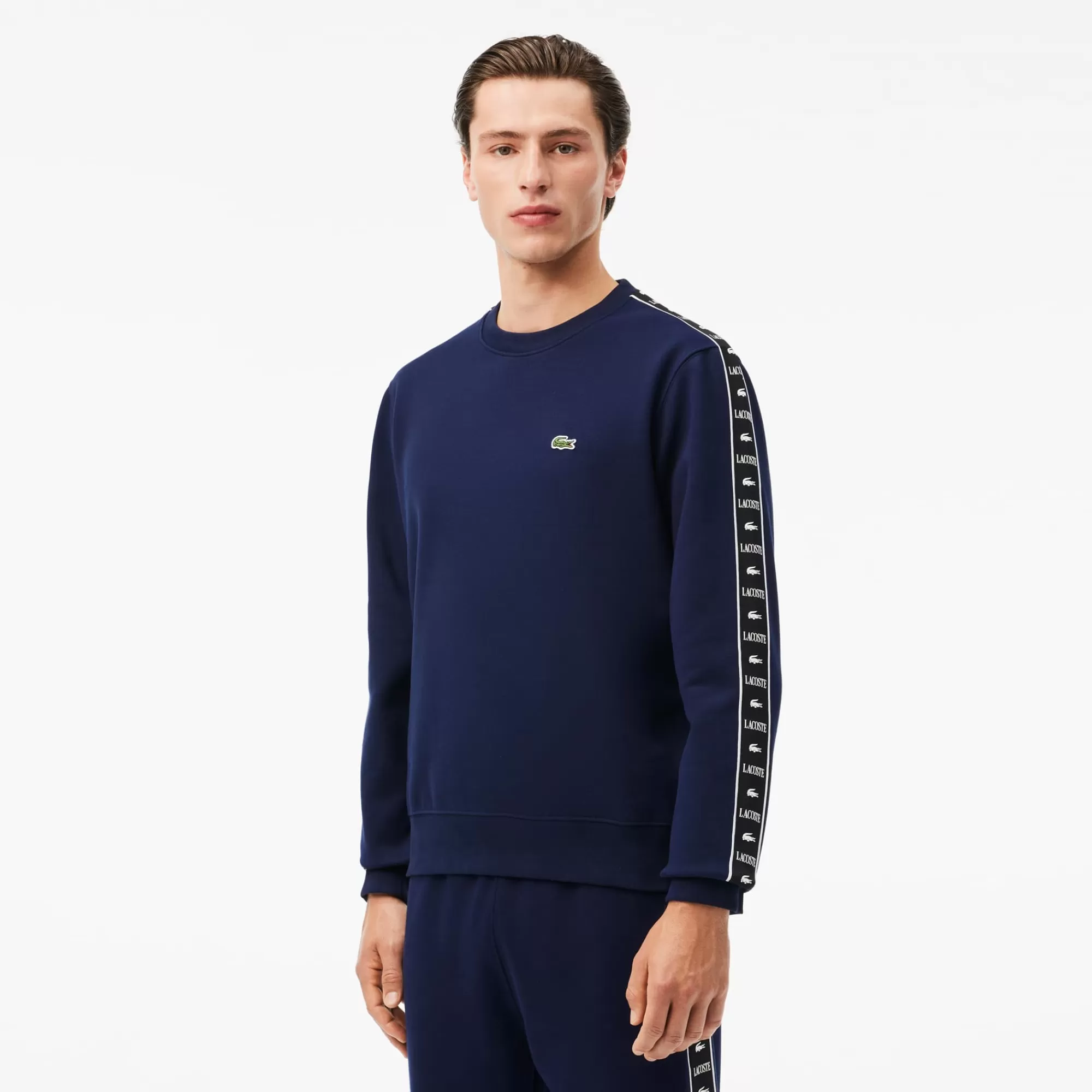 LACOSTE Sweatshirt^Sweatshirt de Gola Redonda com Listras com Logo