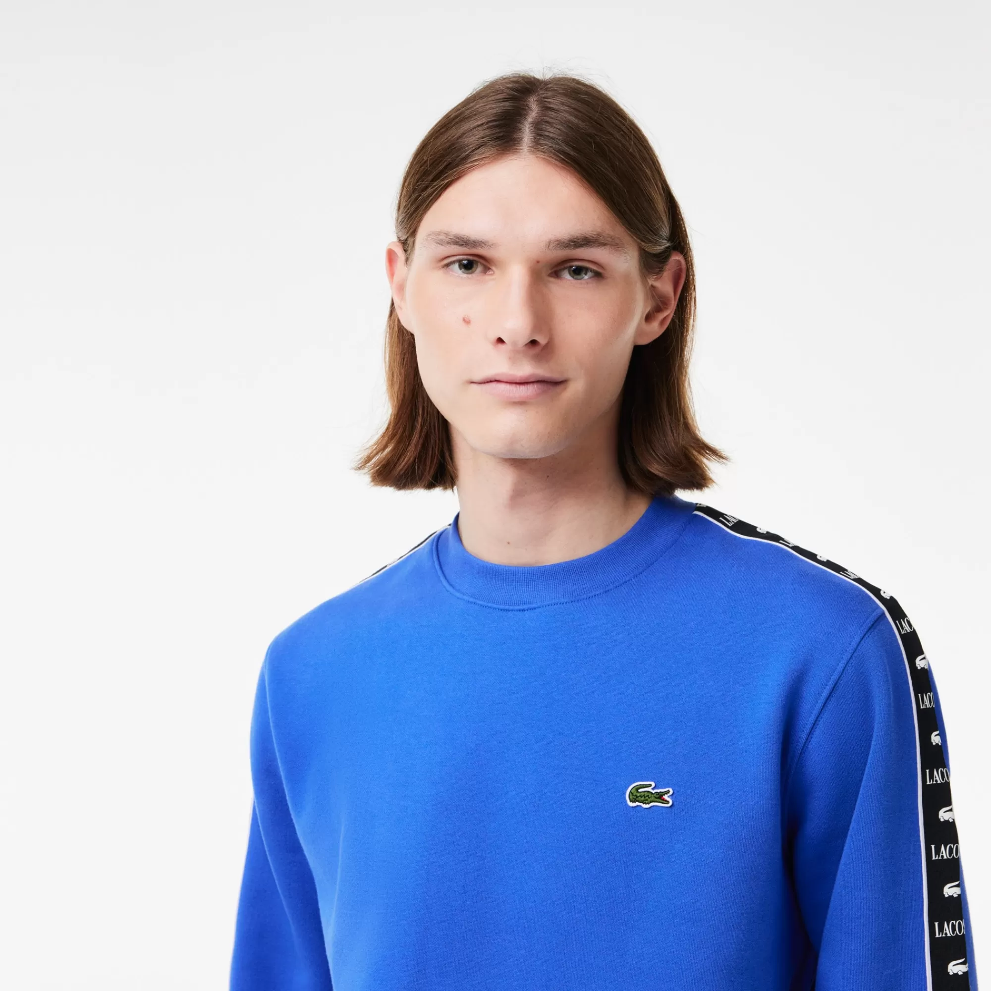 LACOSTE Sweatshirt^Sweatshirt de Gola Redonda com Listras com Logo
