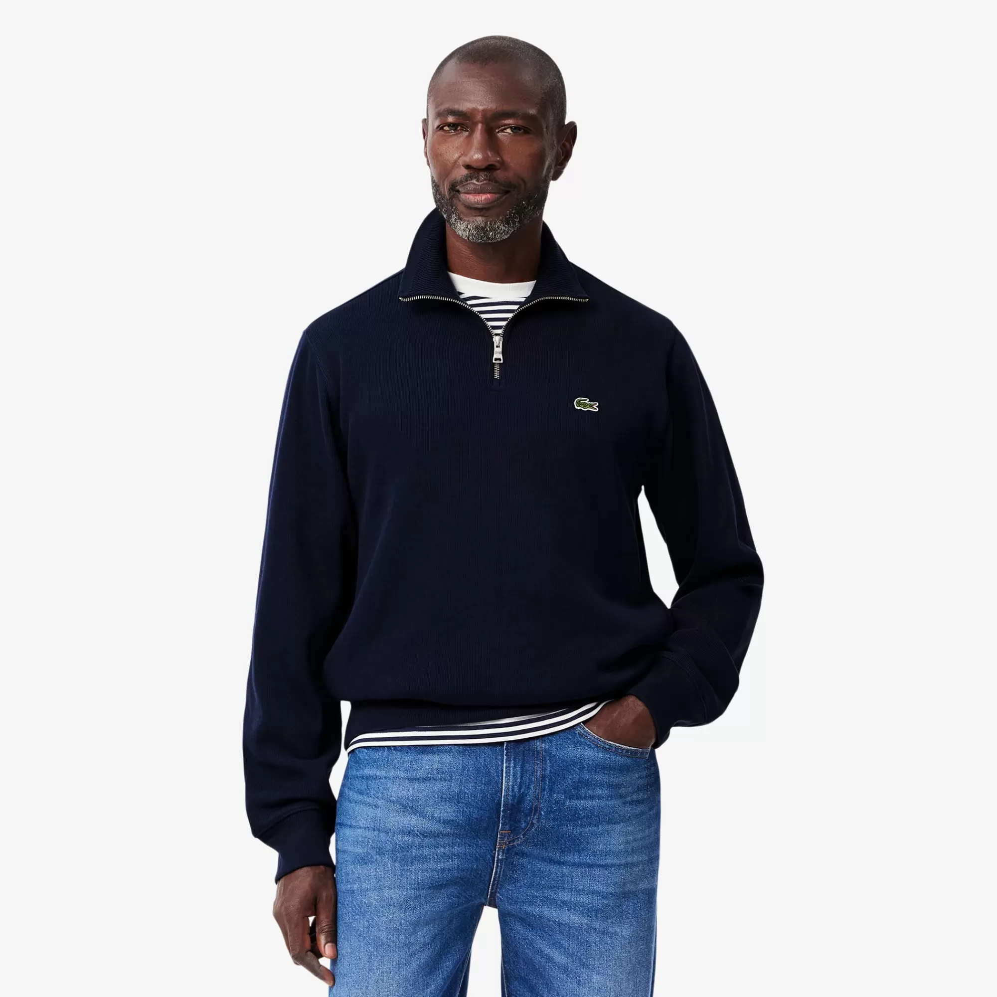 LACOSTE Malhas | Sweatshirt^Sweatshirt em Interlock com Gola Alta e Fecho