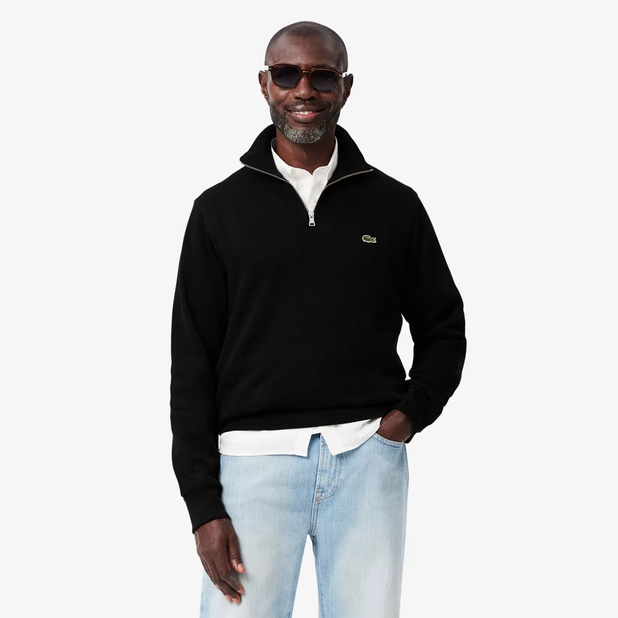 LACOSTE Malhas | Sweatshirt^Sweatshirt em Interlock com Gola Alta e Fecho