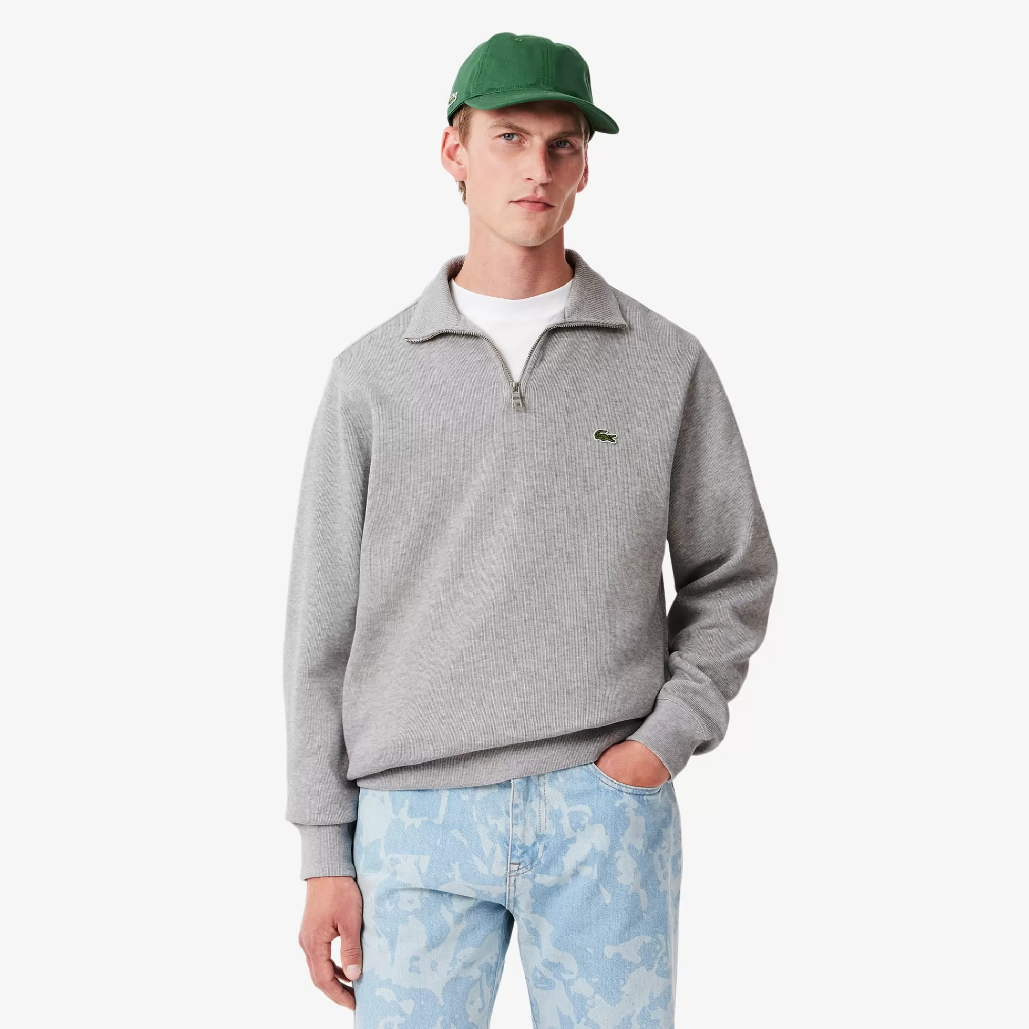 LACOSTE Malhas | Sweatshirt^Sweatshirt em Interlock com Gola Alta e Fecho