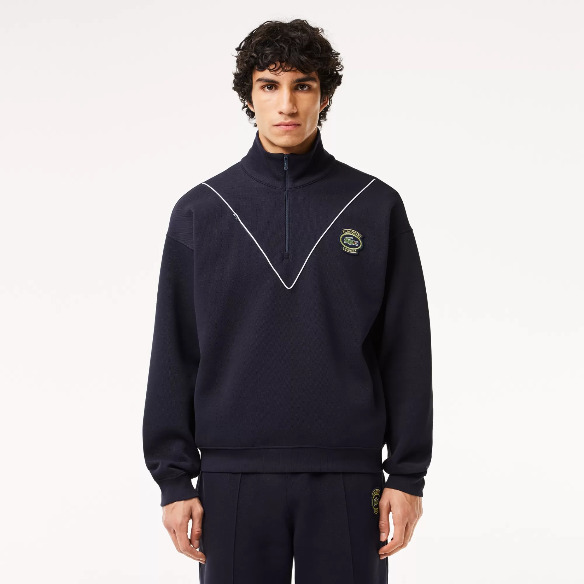 LACOSTE Sweatshirt^Sweatshirt em Piqué com Decote com Fecho Loose Fit